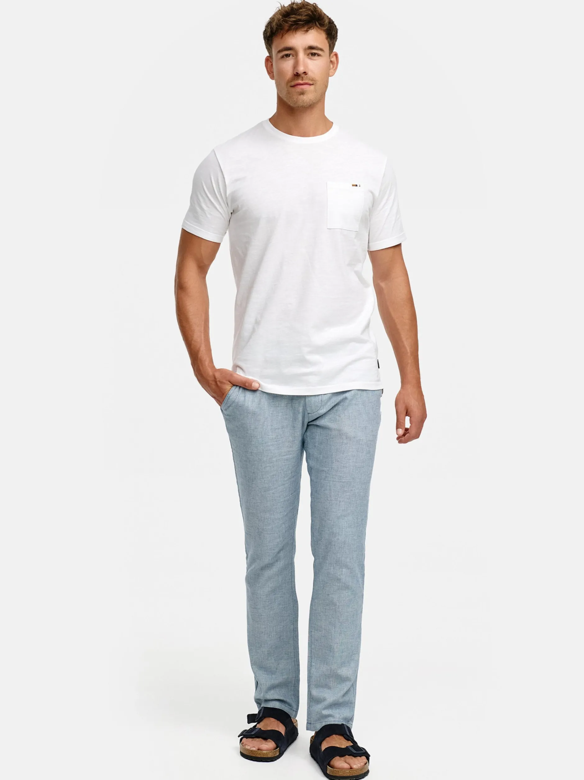 Indicode Herren Leinenhose - INGuy in blau
