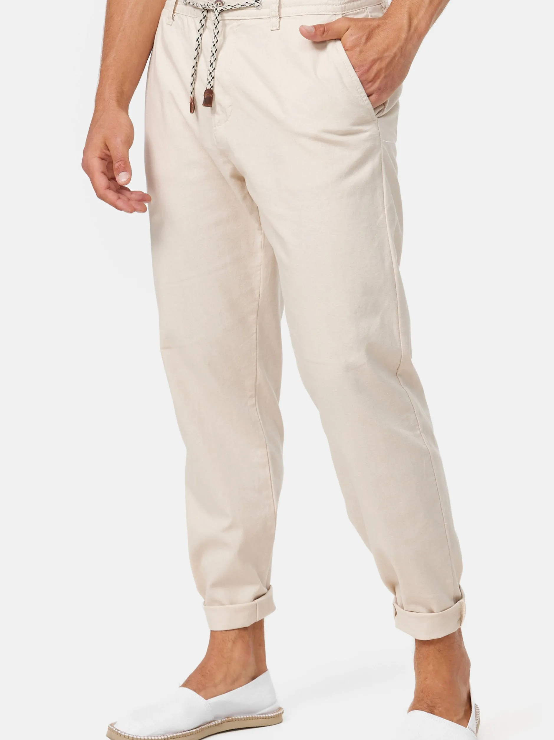 Indicode Herren Leinenhose - Veneto in beige sand