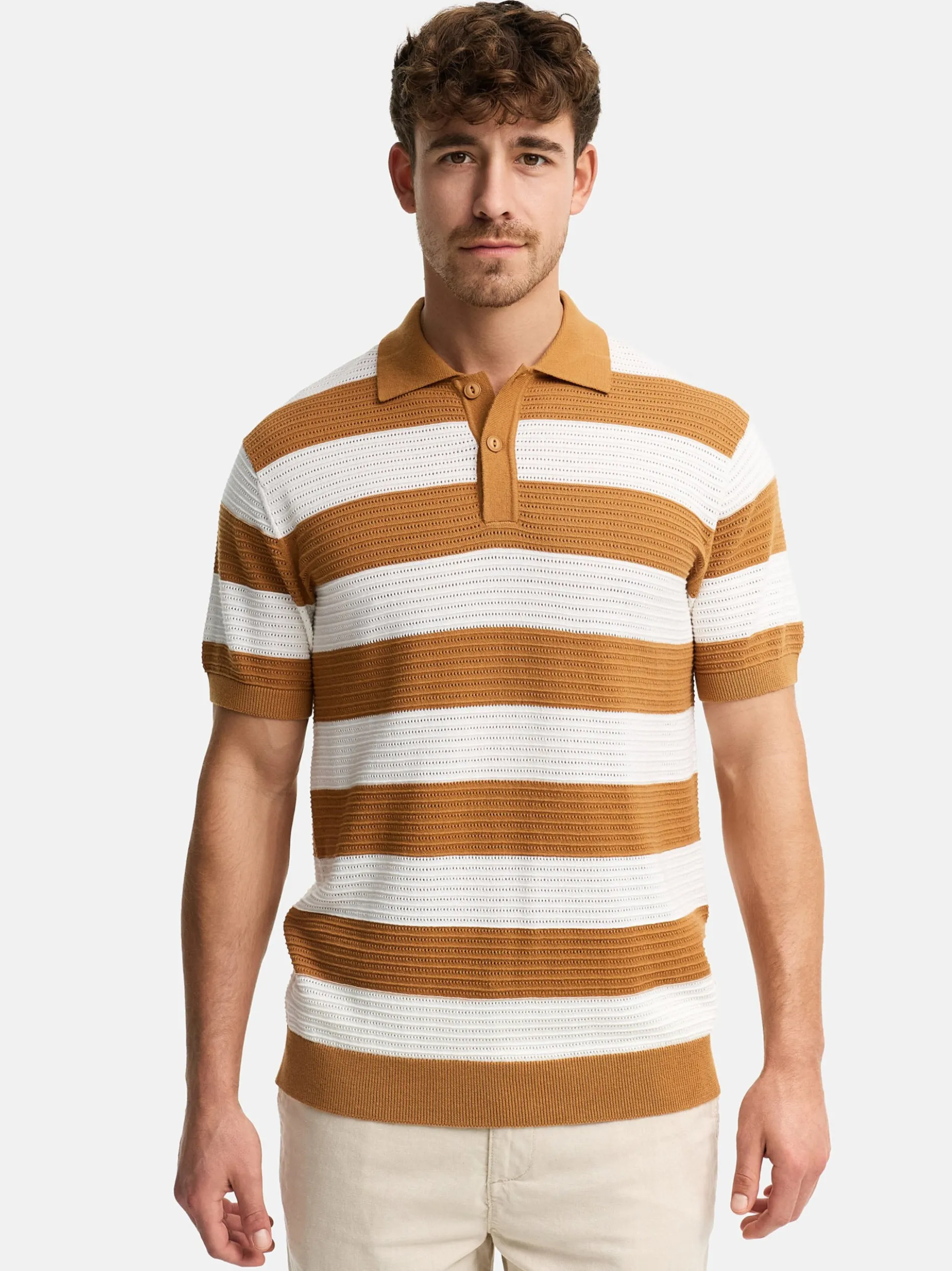 Indicode Herren Poloshirt - INTidsel in camel mehrfarbig