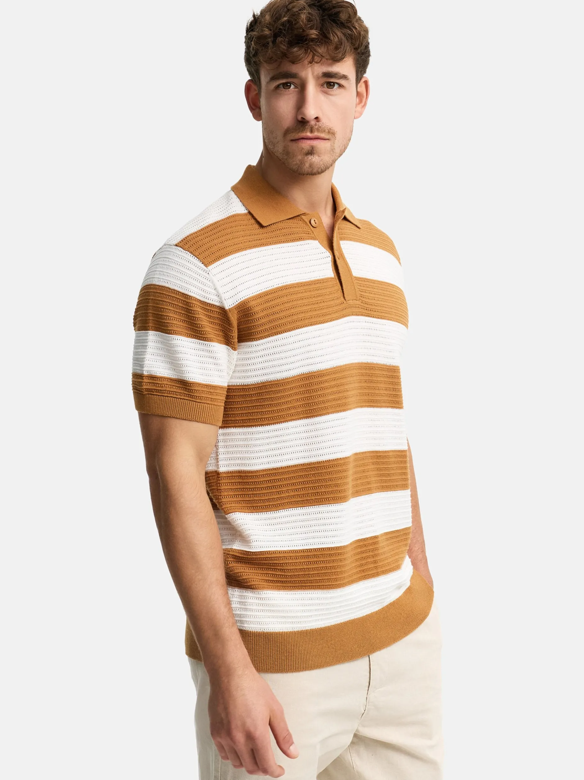 Indicode Herren Poloshirt - INTidsel in camel mehrfarbig