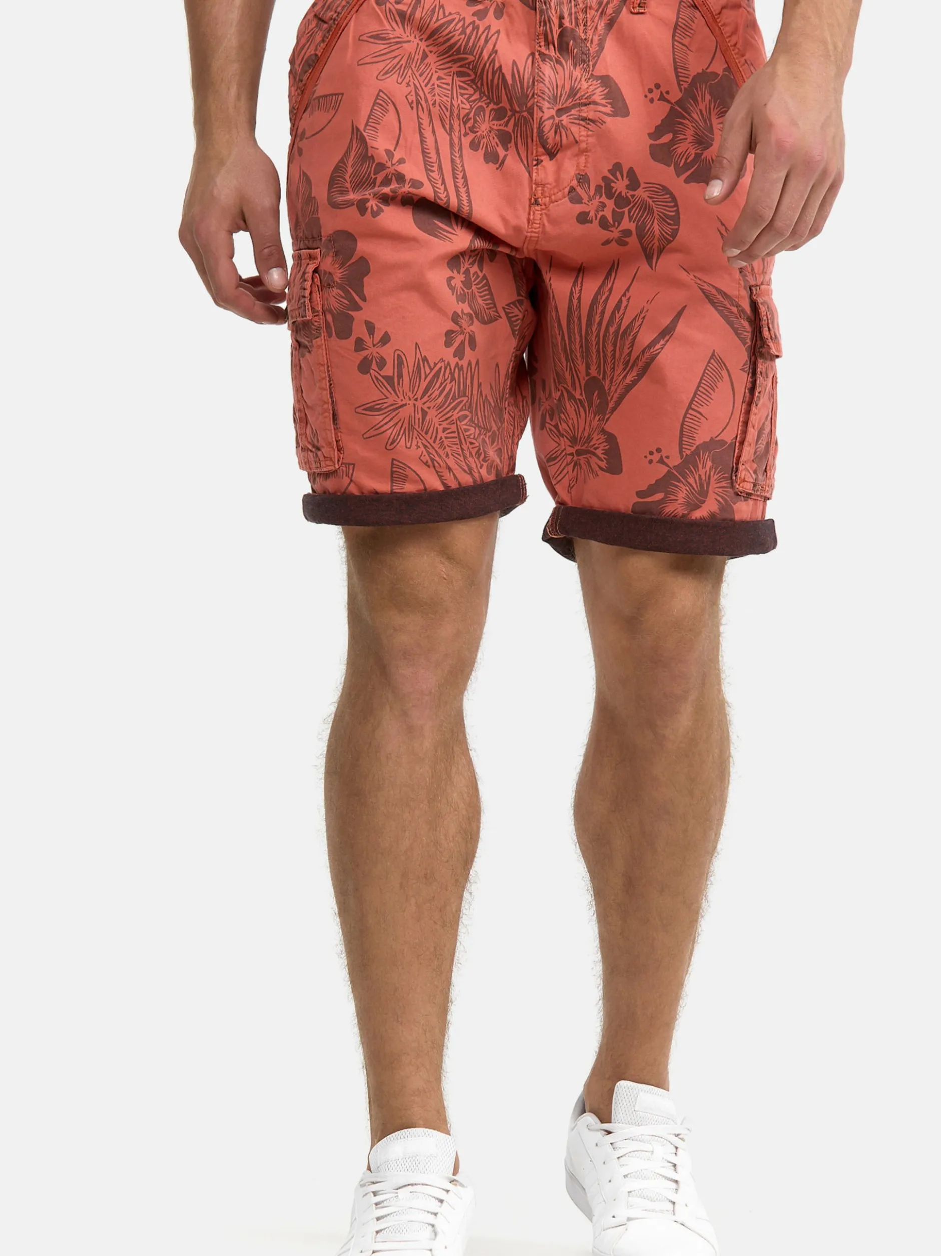 Indicode Herren Shorts Cargo - Albert in rot orange