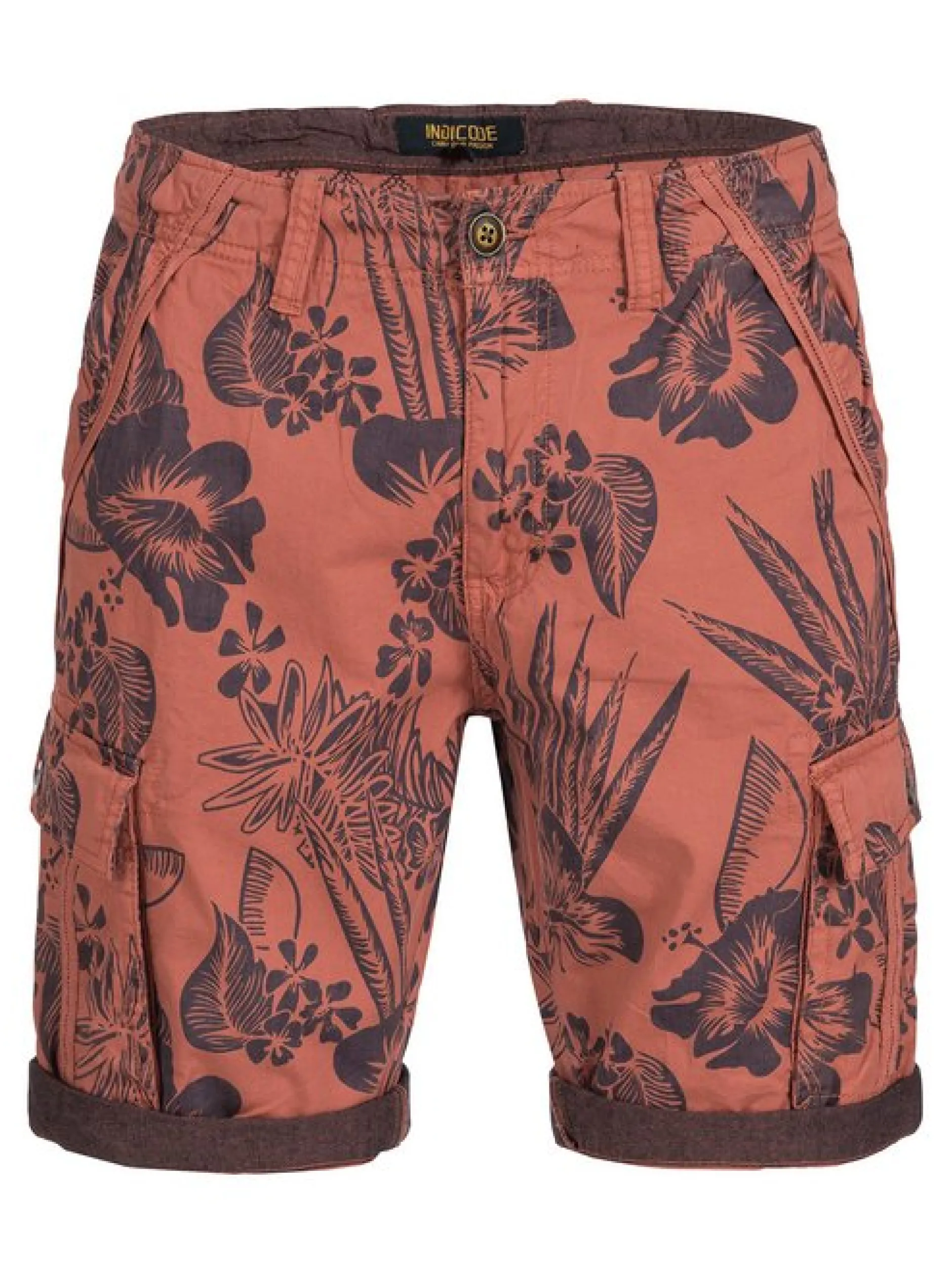 Indicode Herren Shorts Cargo - Albert in rot orange