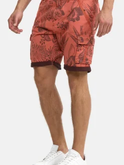 Indicode Herren Shorts Cargo - Albert in rot orange