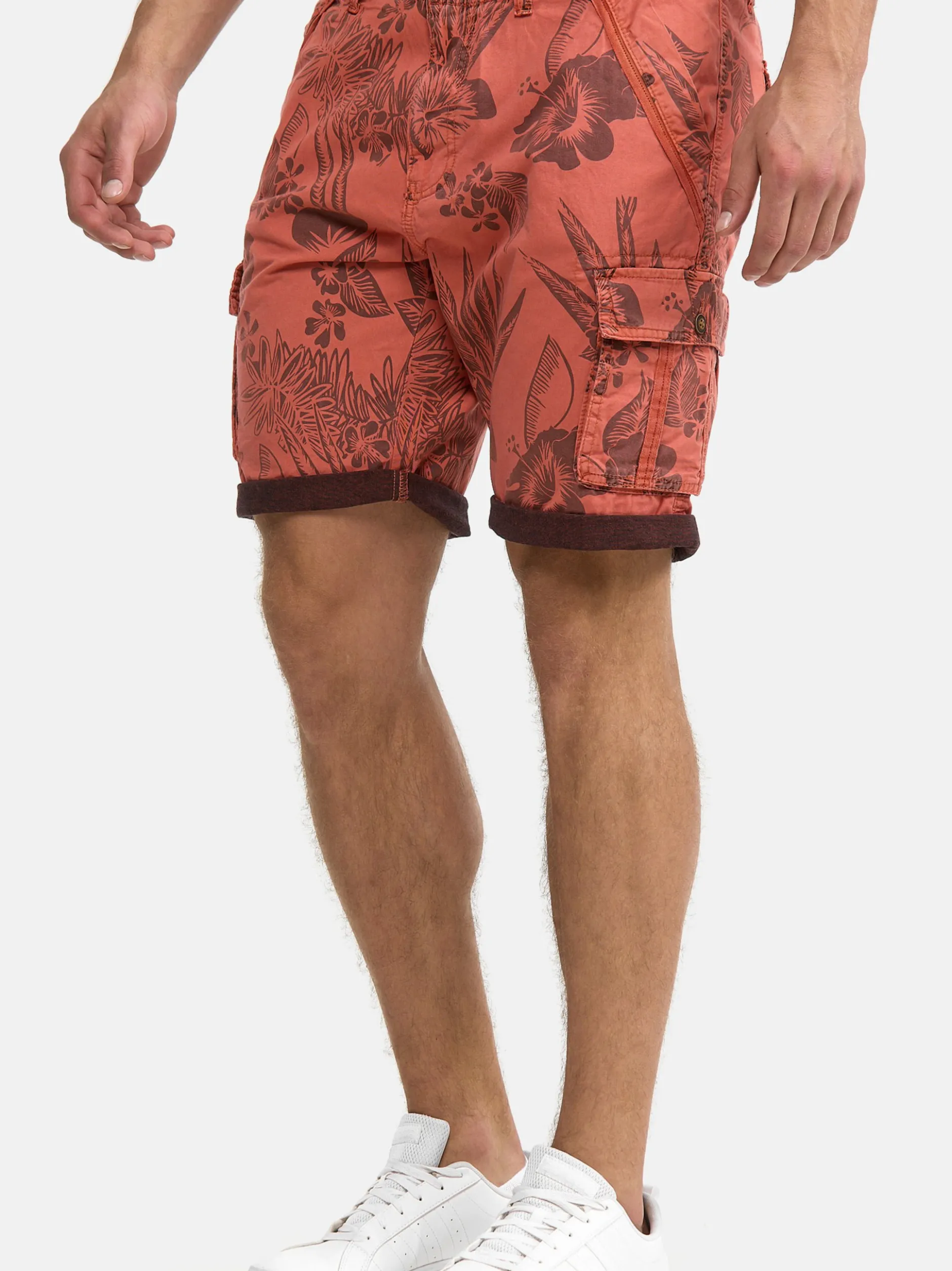 Indicode Herren Shorts Cargo - Albert in rot orange