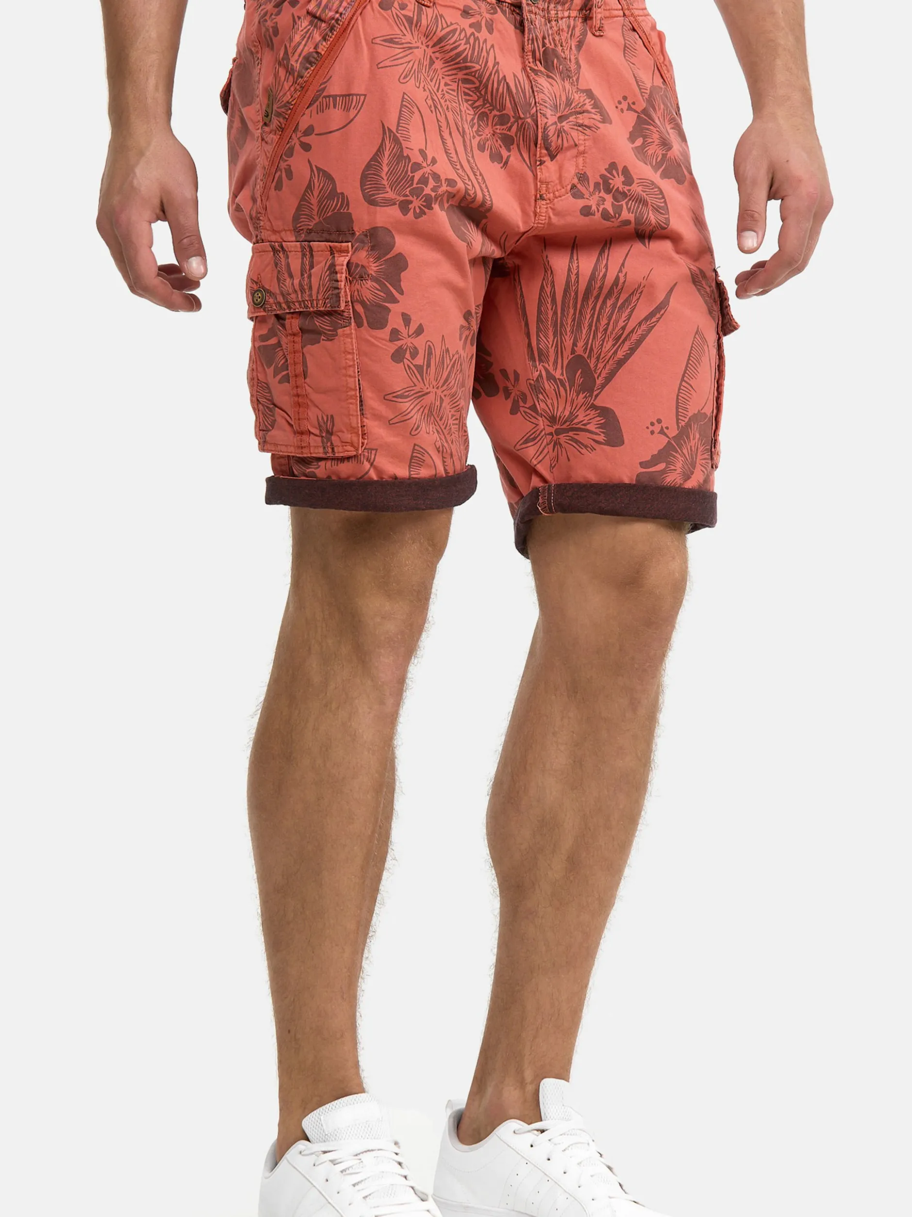 Indicode Herren Shorts Cargo - Albert in rot orange