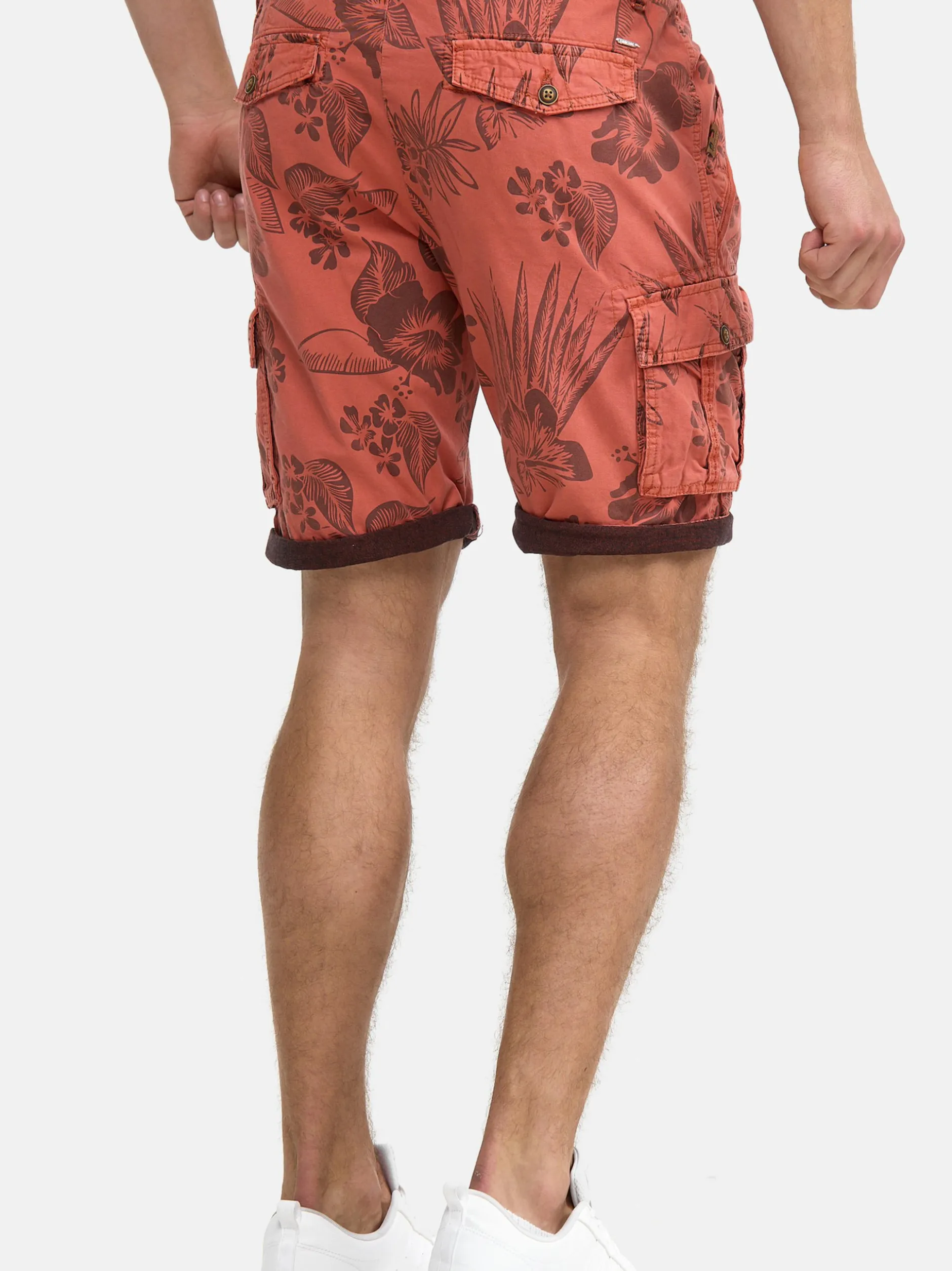 Indicode Herren Shorts Cargo - Albert in rot orange