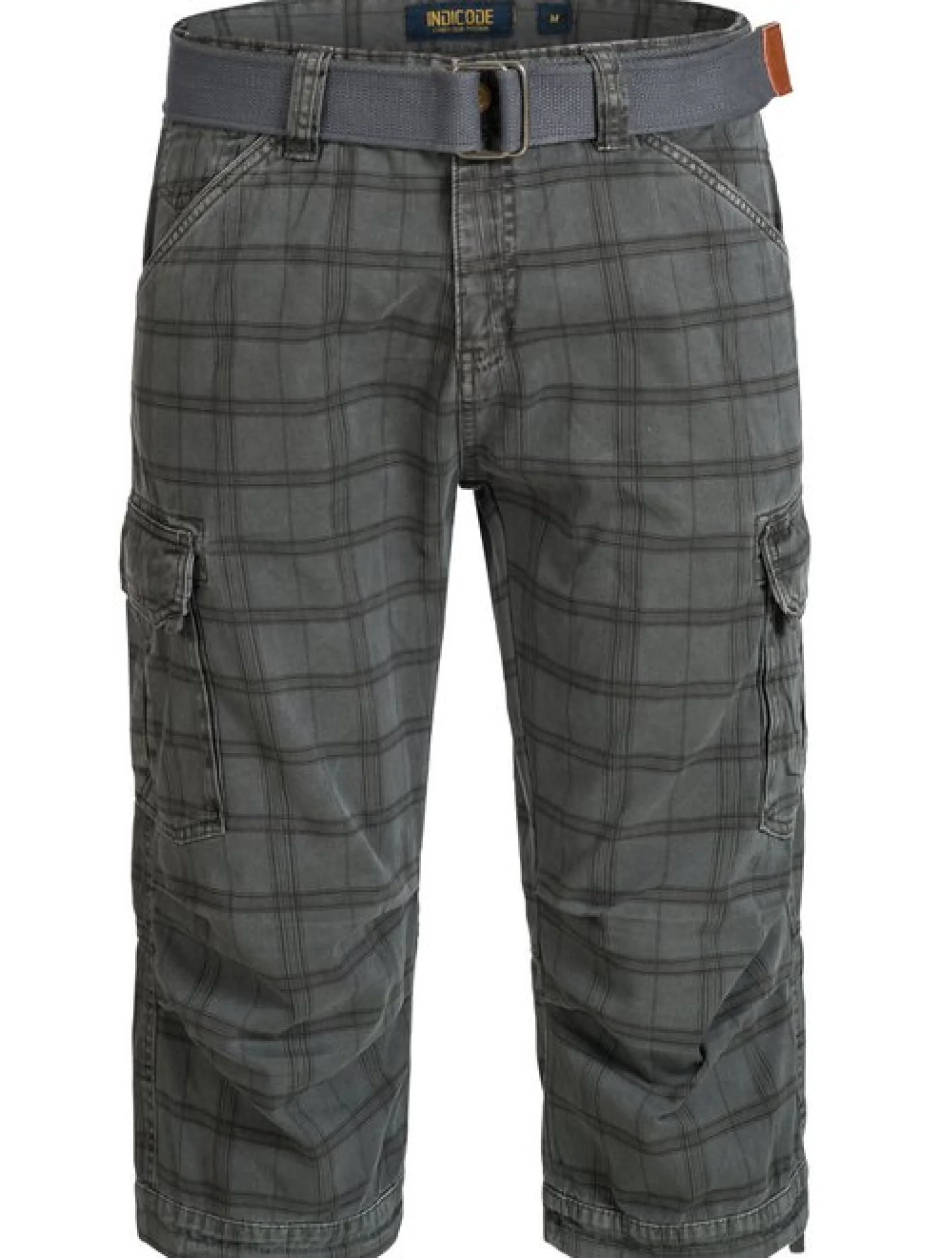 Indicode Herren Shorts Cargo - Nicolas Check in grau mehrfarbig