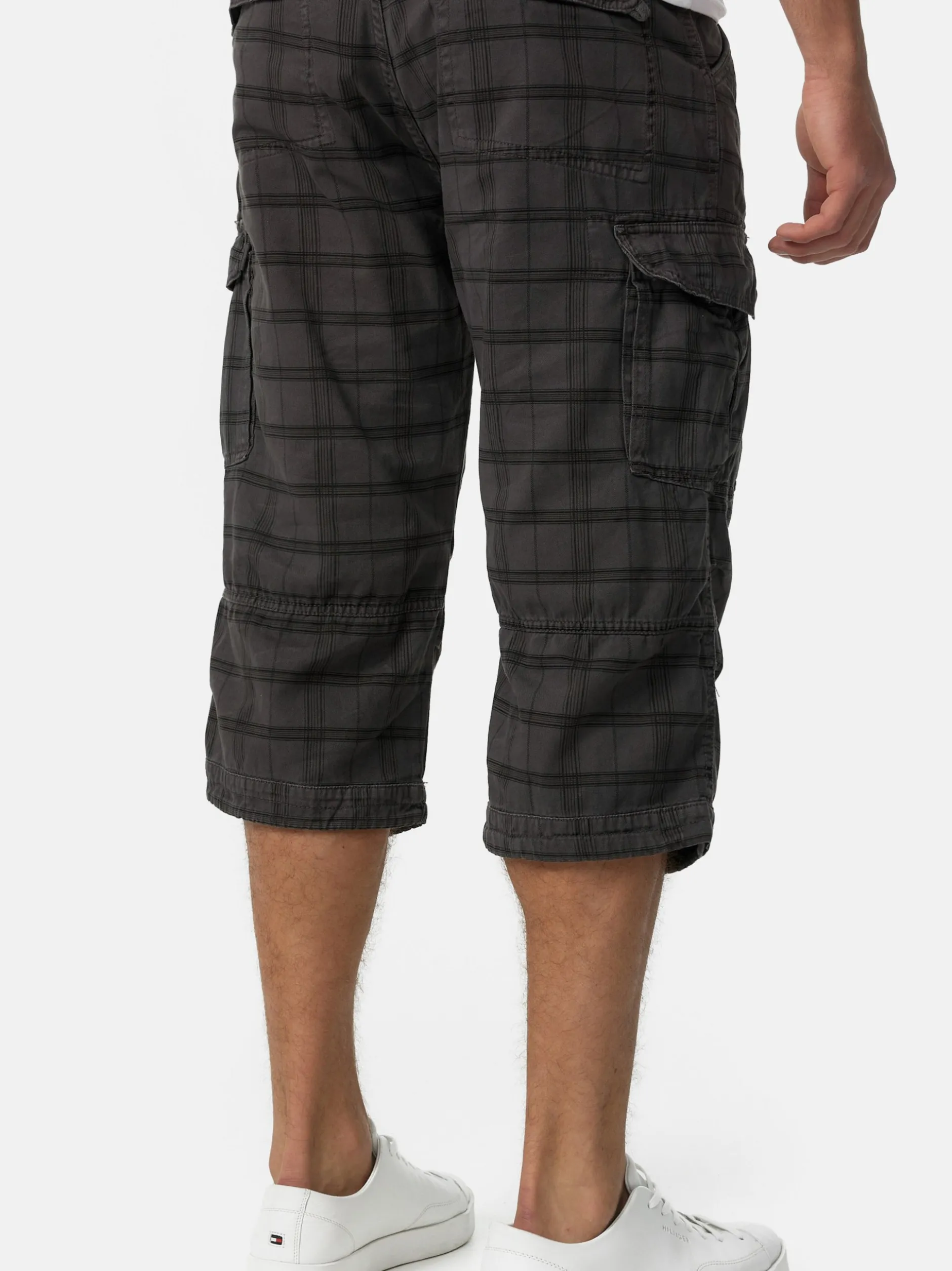 Indicode Herren Shorts Cargo - Nicolas Check in grau mehrfarbig