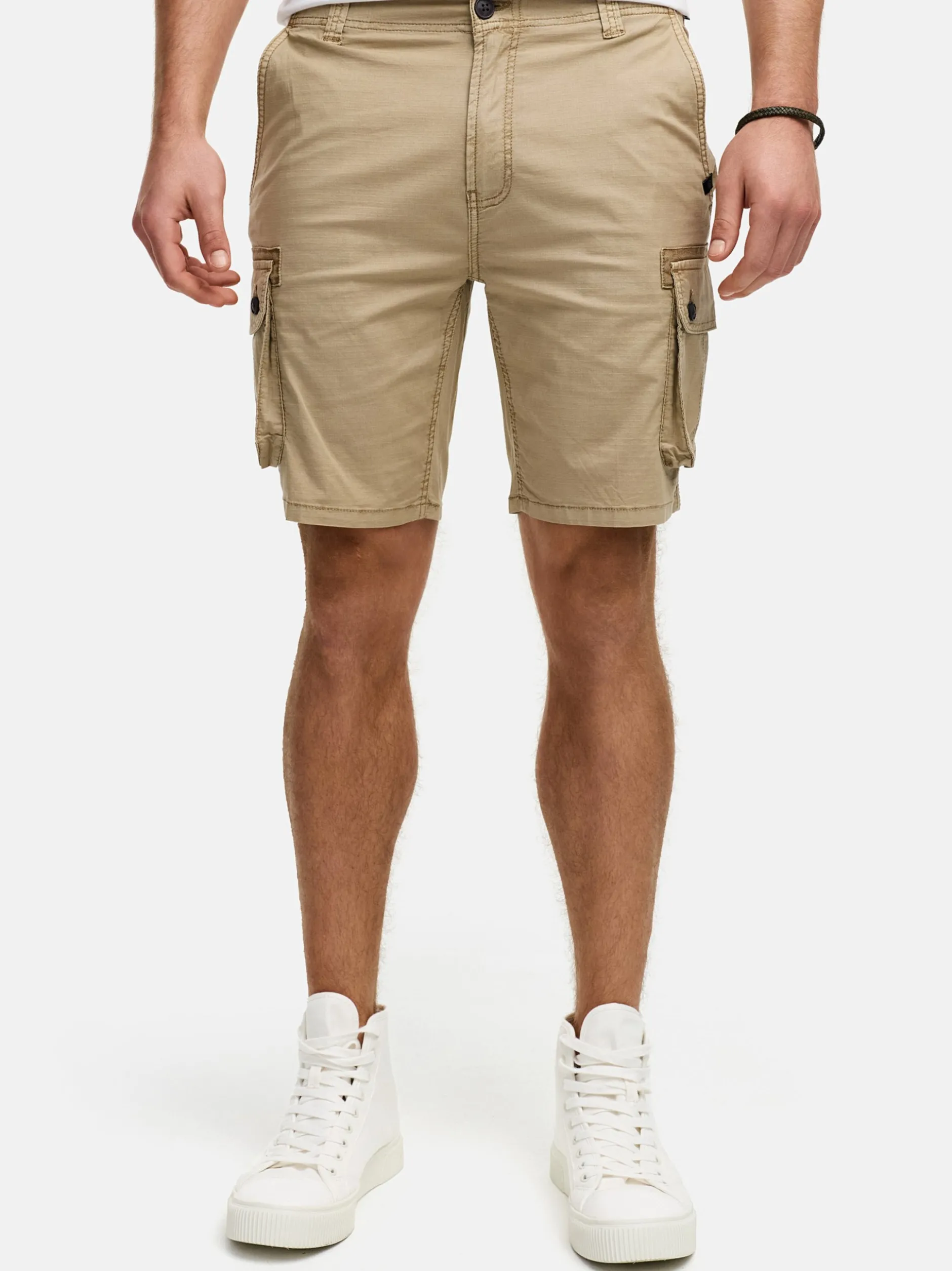 Indicode Herren Shorts Cargo - INLanny in taupe beige