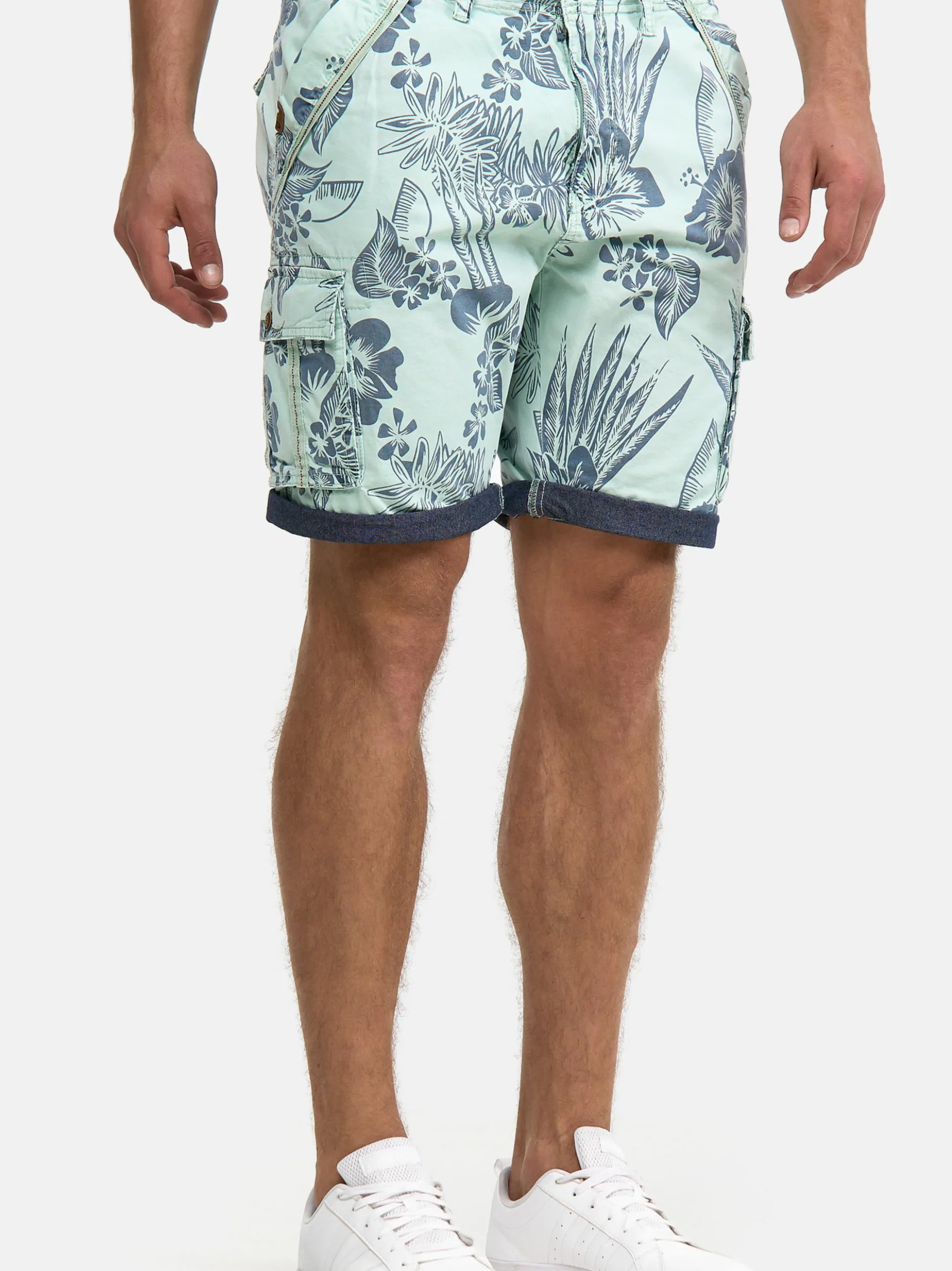 Indicode Herren Shorts Cargo - Albert in mint blau