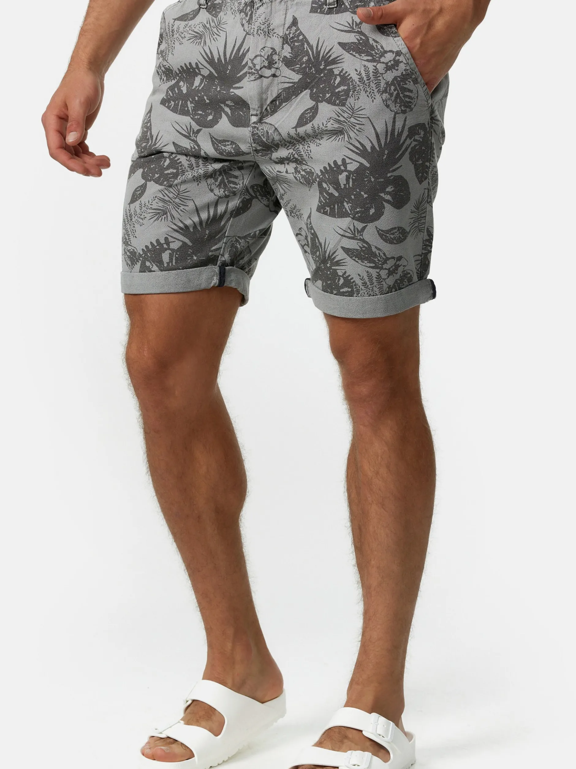 Indicode Herren Shorts Chino - Curtain in hellgrau grau