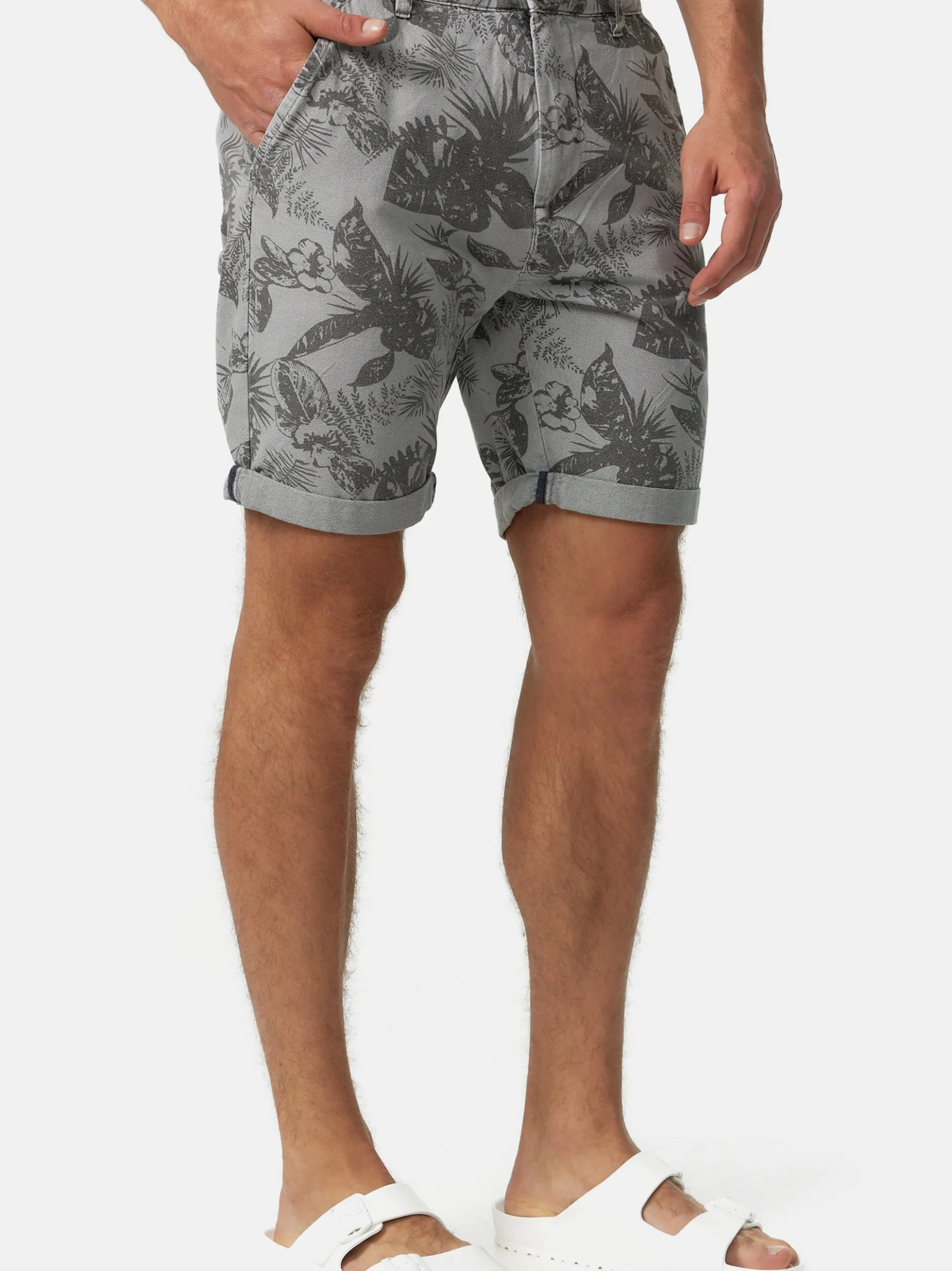 Indicode Herren Shorts Chino - Curtain in hellgrau grau