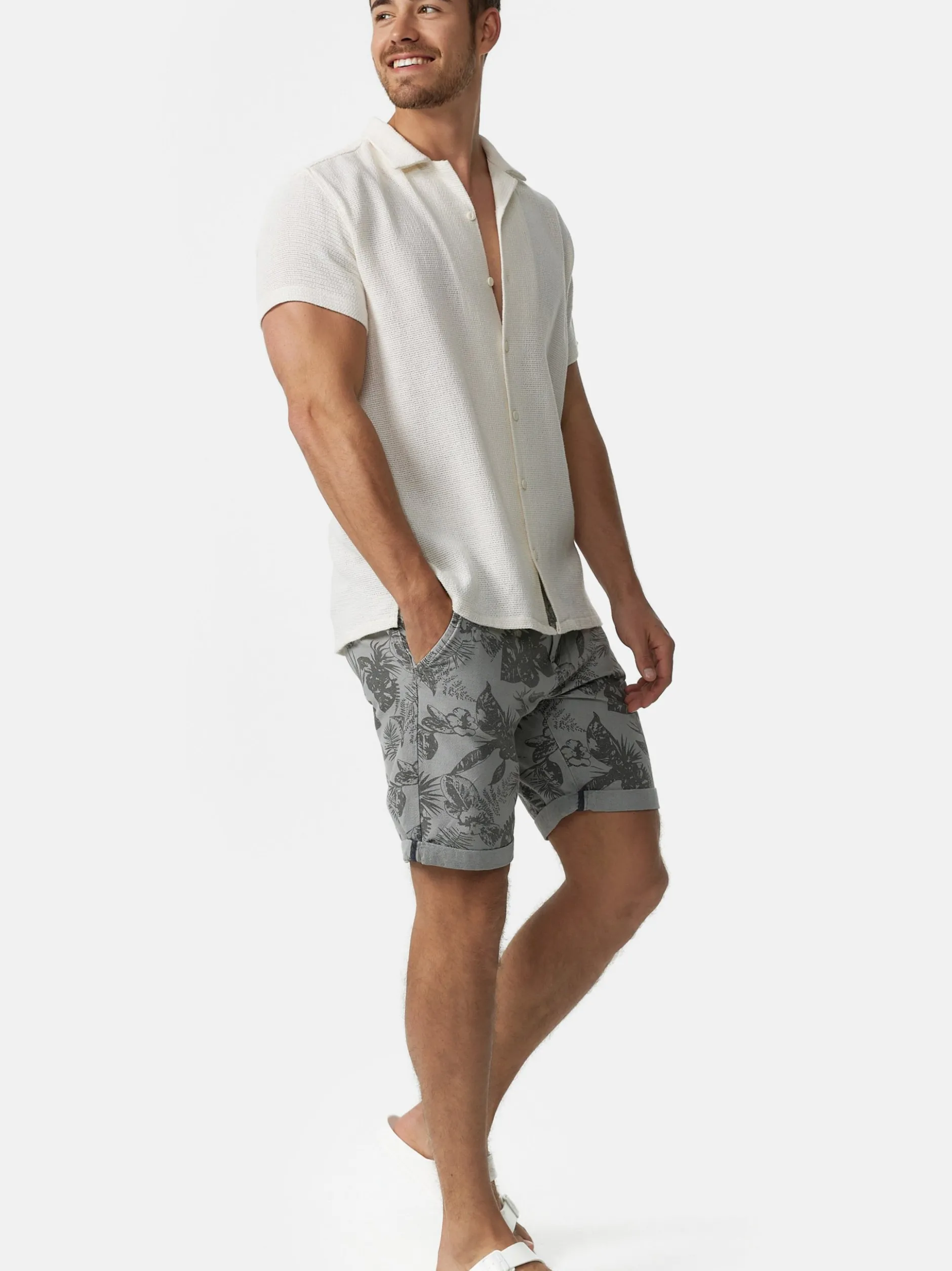 Indicode Herren Shorts Chino - Curtain in hellgrau grau