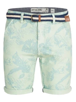 Indicode Herren Shorts Chino - Curtain in mint blau