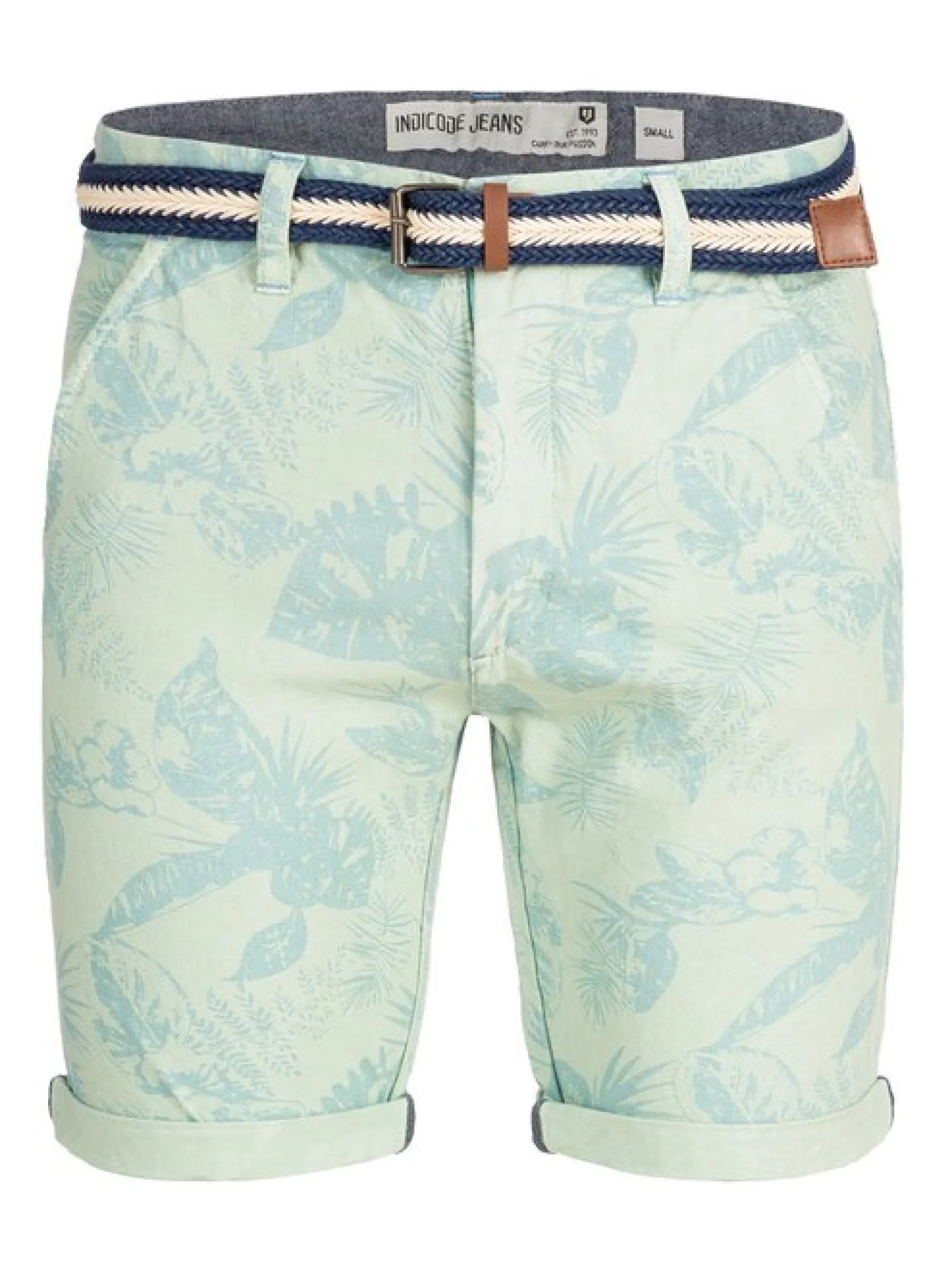 Indicode Herren Shorts Chino - Curtain in mint blau