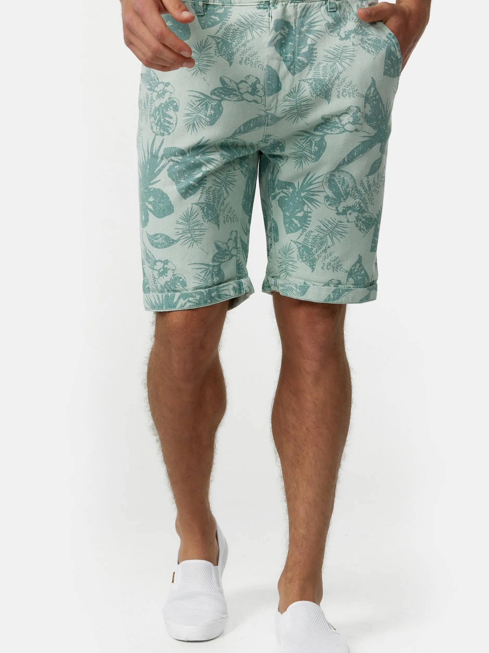Indicode Herren Shorts Chino - Curtain in mint blau