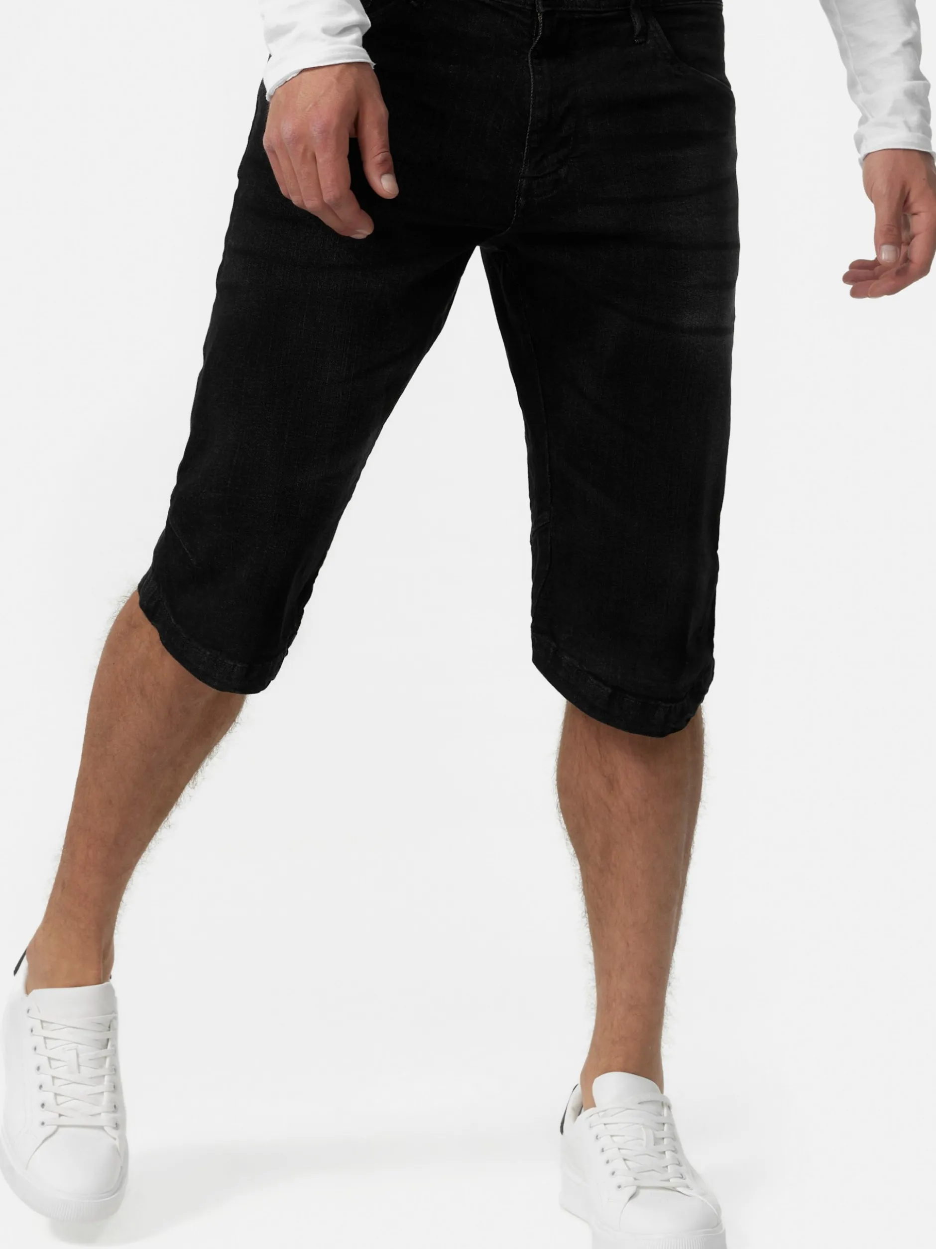 Indicode Herren Shorts Jeans - Jaspar in schwarz