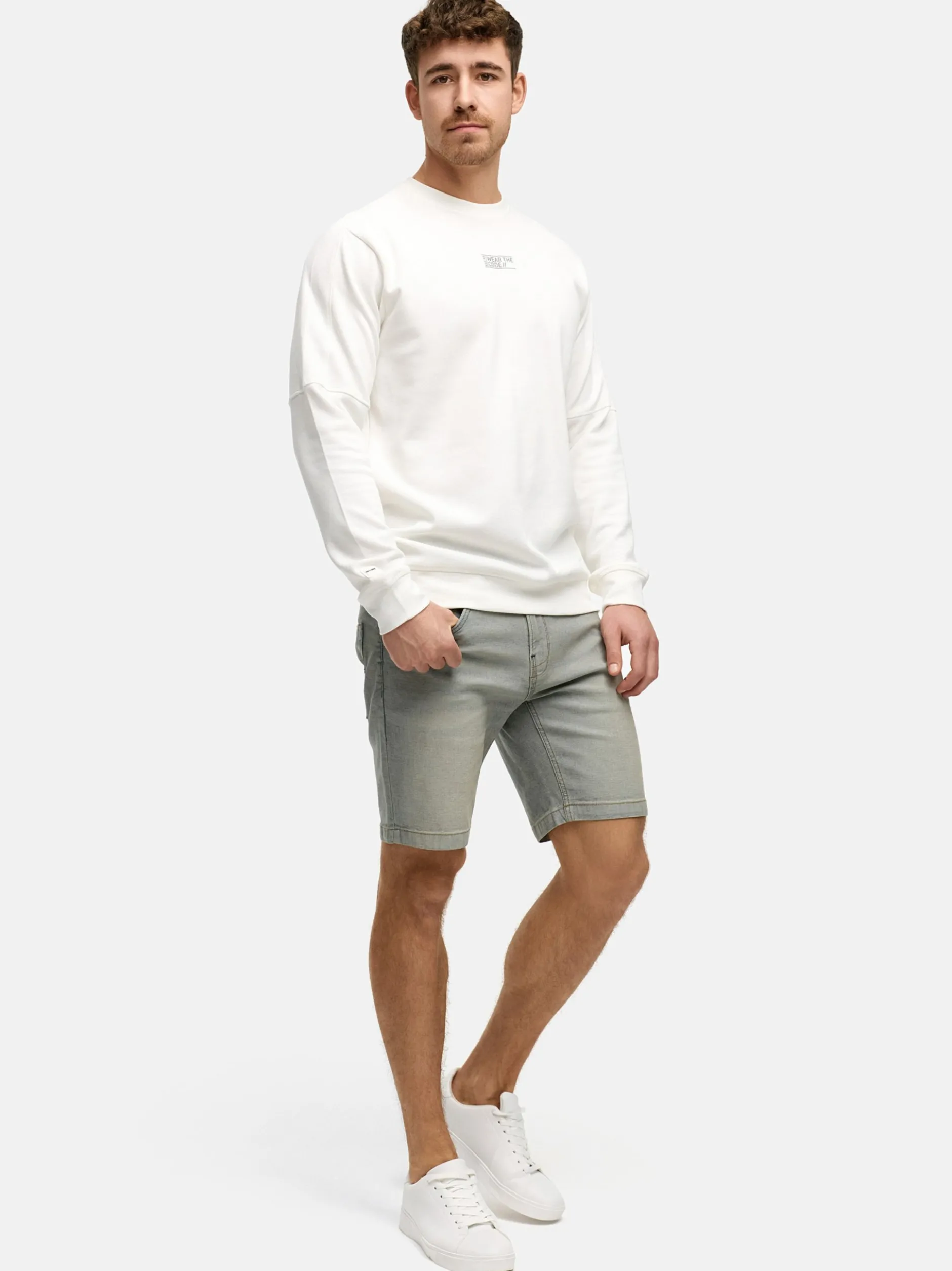 Indicode Herren Shorts Jeans - INMCFly in beige hellgrau