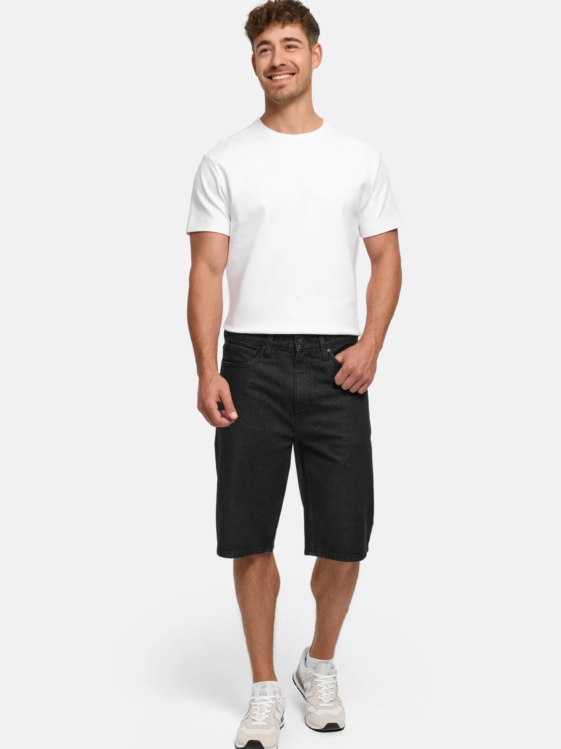 Indicode Herren Shorts Jeans - INZelmon in schwarz