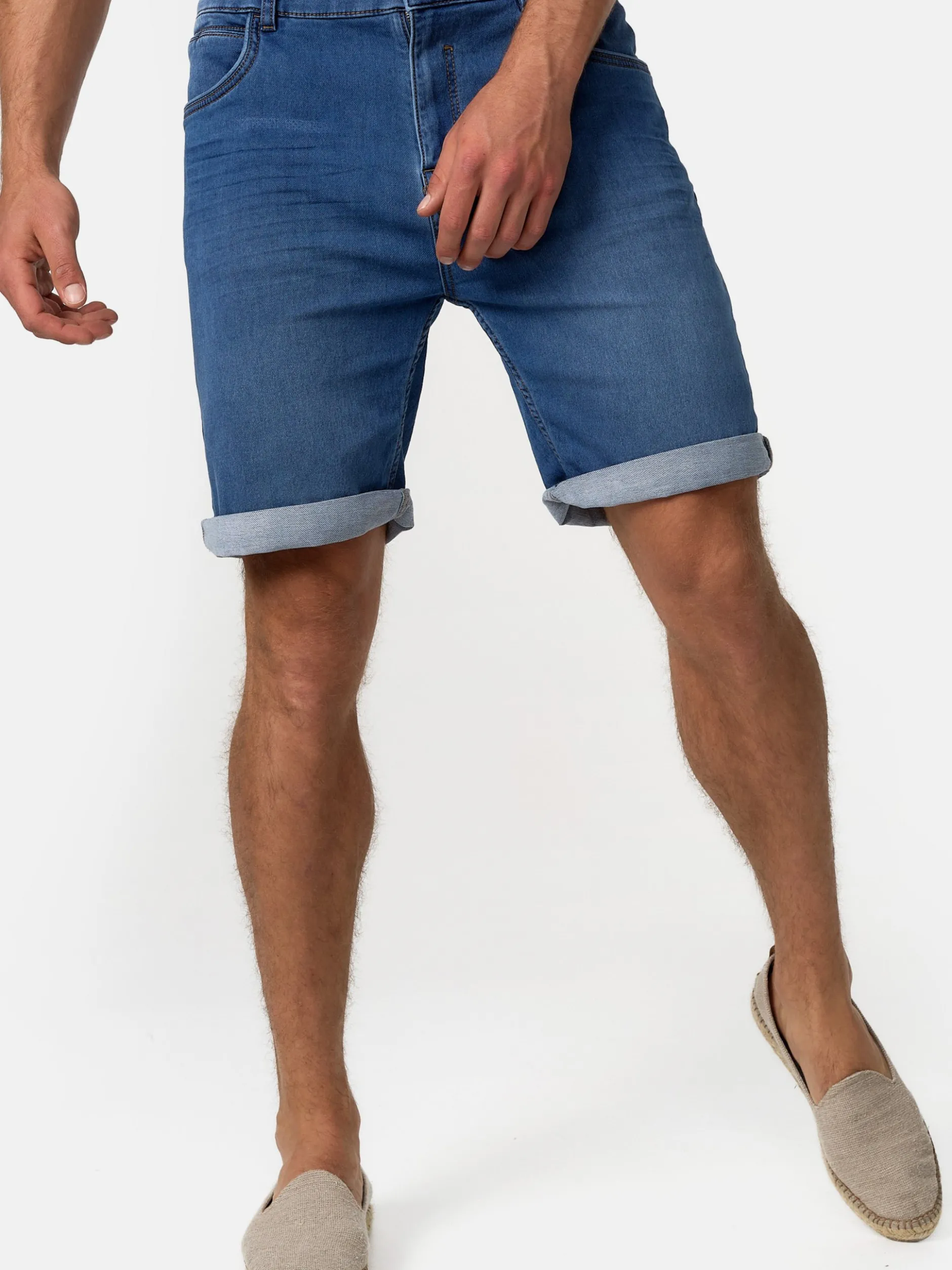 Indicode Herren Shorts Jeans - Lonar in bleached hellblau