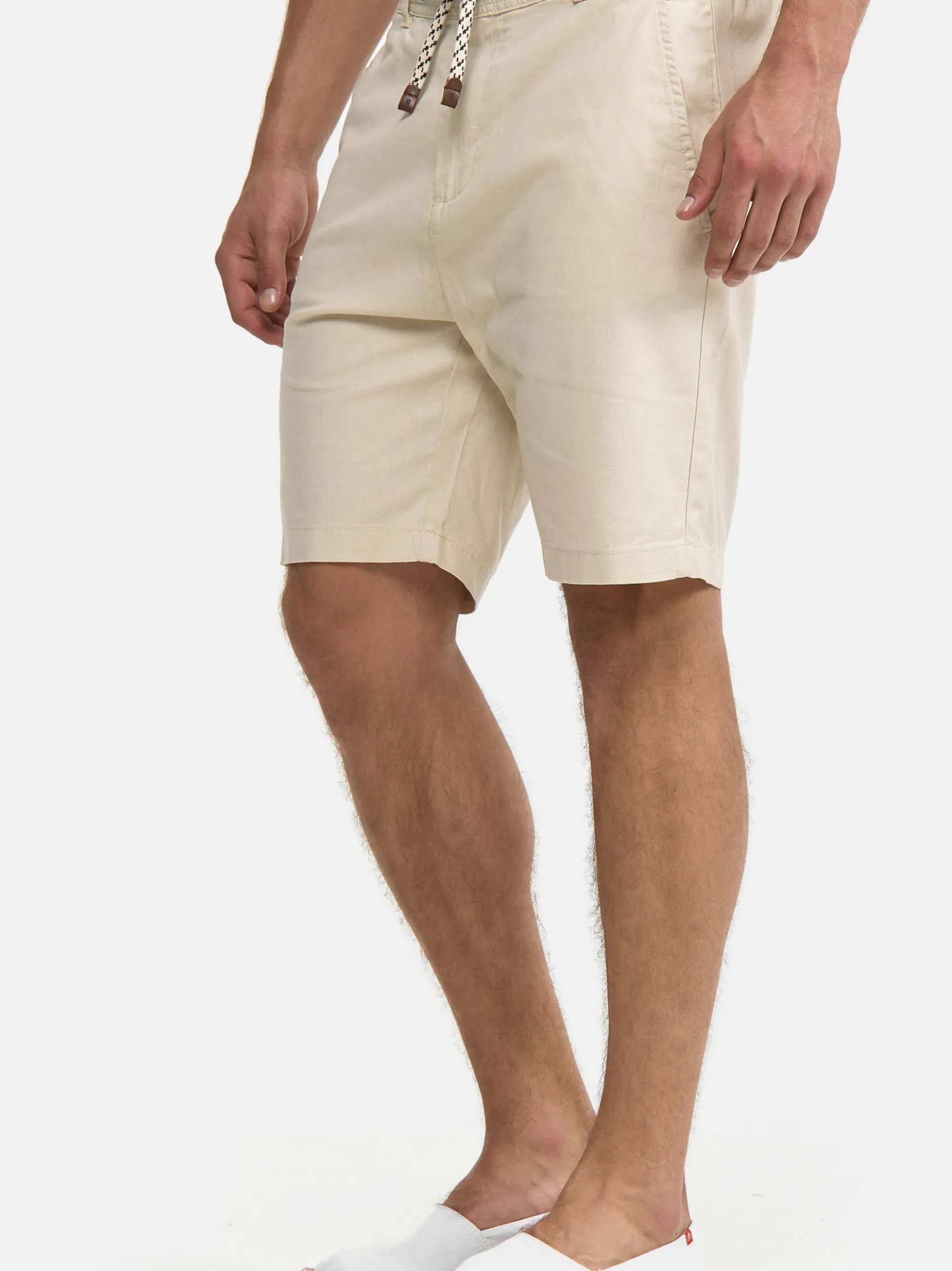 Indicode Herren Shorts Leinen - Bowmanville in beige