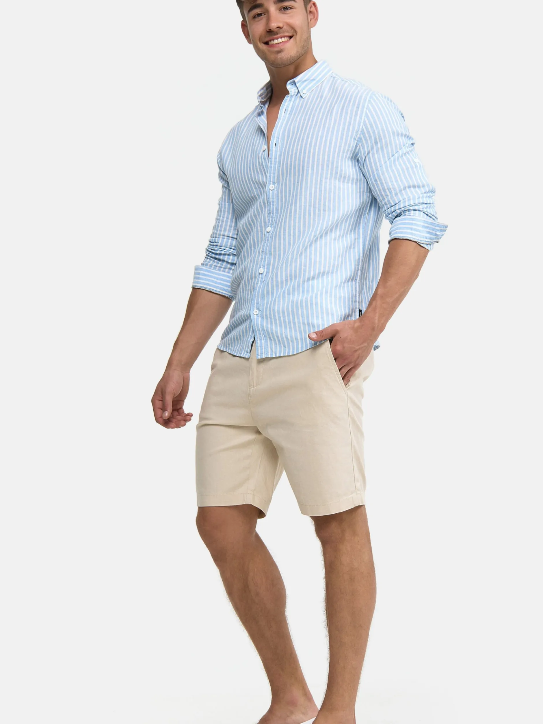 Indicode Herren Shorts Leinen - Bowmanville in beige