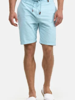 Indicode Herren Shorts Leinen - Bowmanville in hellblau