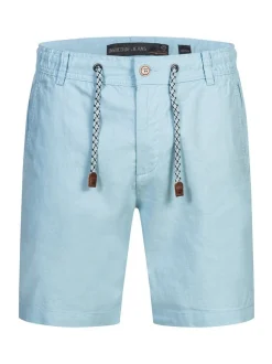 Indicode Herren Shorts Leinen - Bowmanville in hellblau