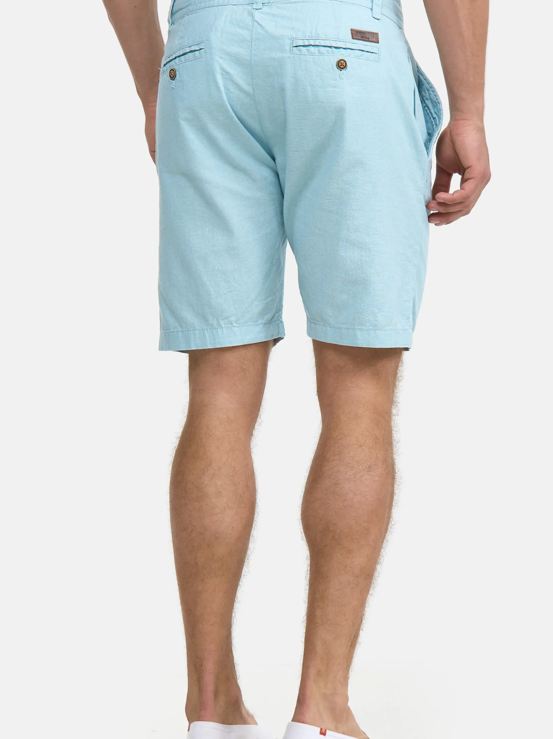Indicode Herren Shorts Leinen - Bowmanville in hellblau