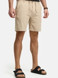 Indicode Herren Shorts Leinen - INErwil in beige sand