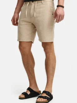 Indicode Herren Shorts Leinen - INErwil in beige sand