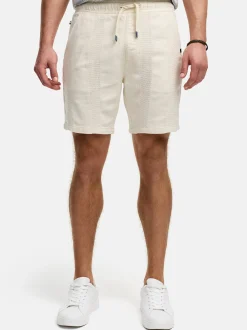 Indicode Herren Shorts Leinen - INPop in vanille weiß