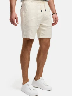 Indicode Herren Shorts Leinen - INPop in vanille weiß