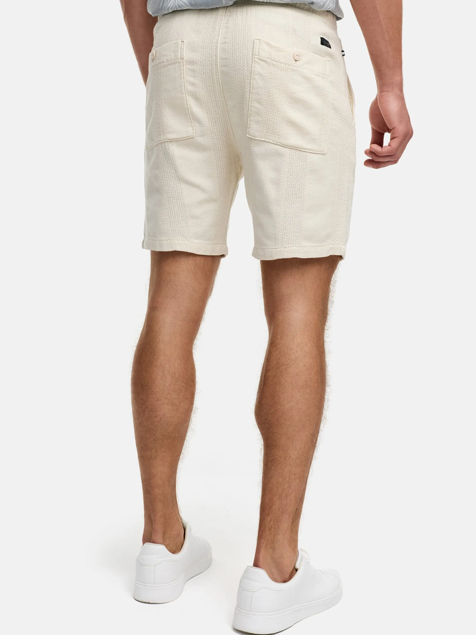 Indicode Herren Shorts Leinen - INPop in vanille weiß