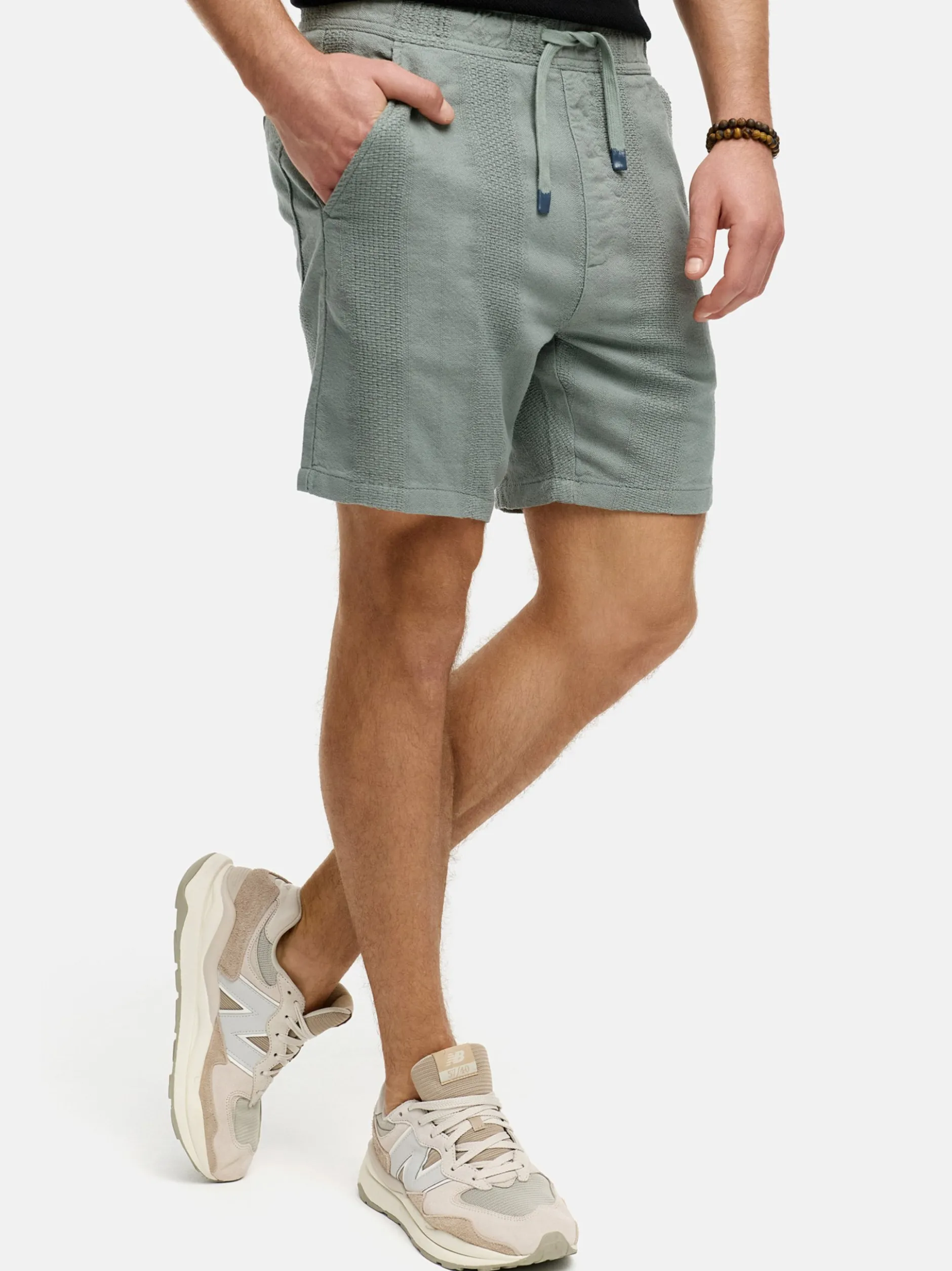 Indicode Herren Shorts Leinen - INPop in taupe beige