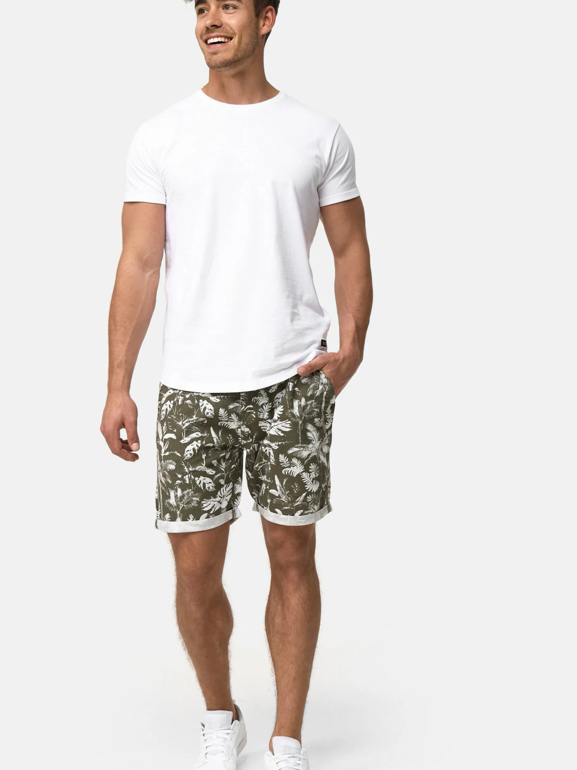 Indicode Herren Shorts Leinen - Brayan in khaki