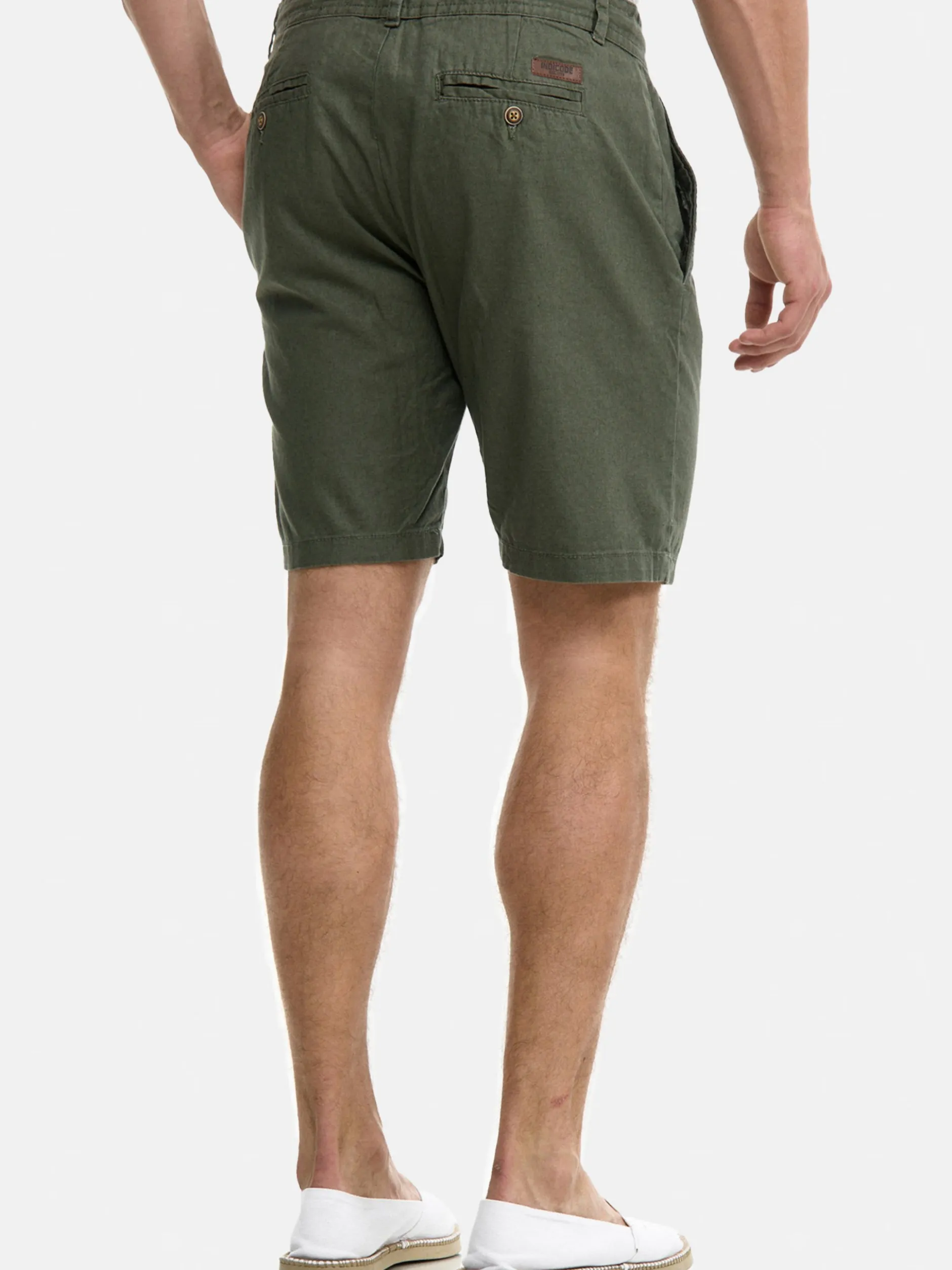Indicode Herren Shorts Leinen - Bowmanville in khaki