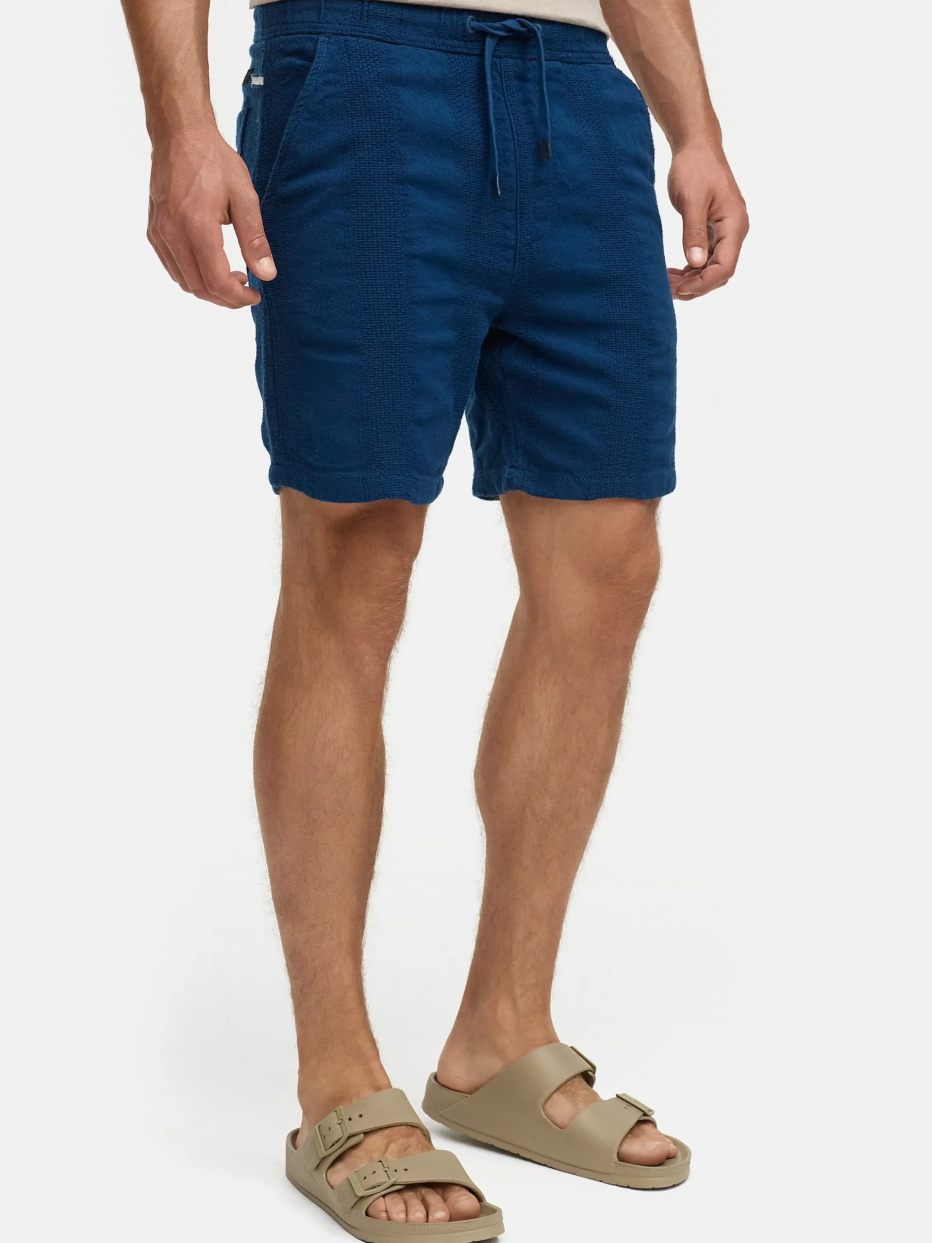 Indicode Herren Shorts Leinen - INPop in aqua blau