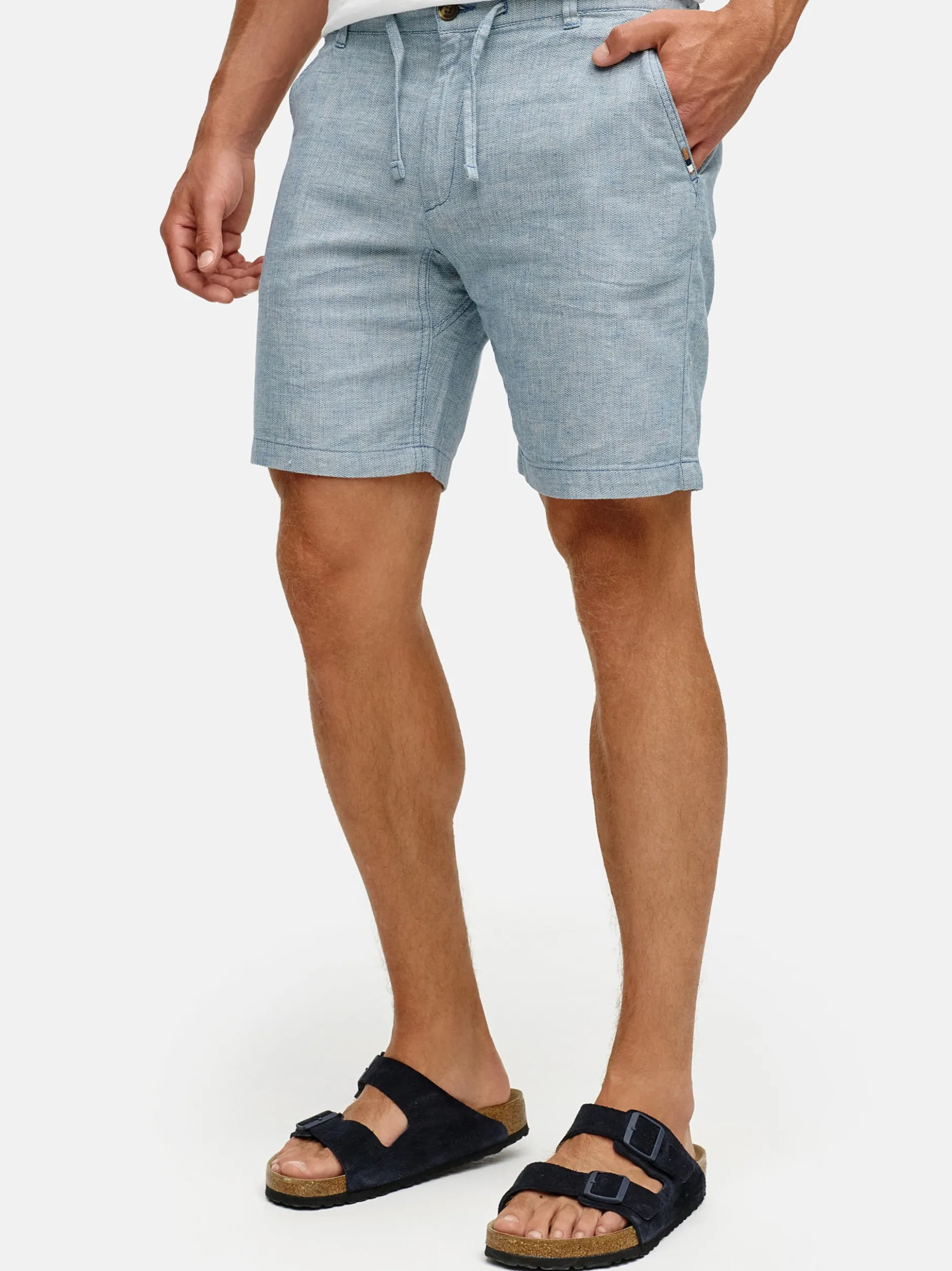 Indicode Herren Shorts Leinen - INErwil in blau