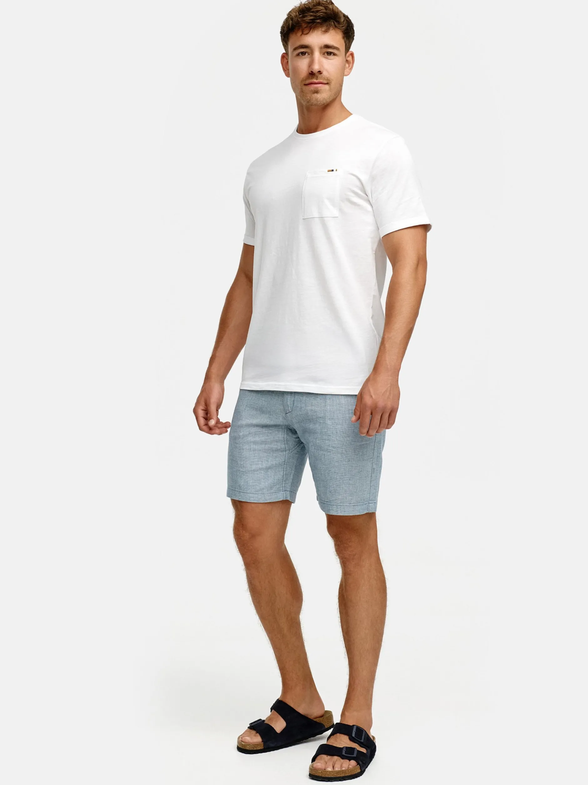 Indicode Herren Shorts Leinen - INErwil in blau