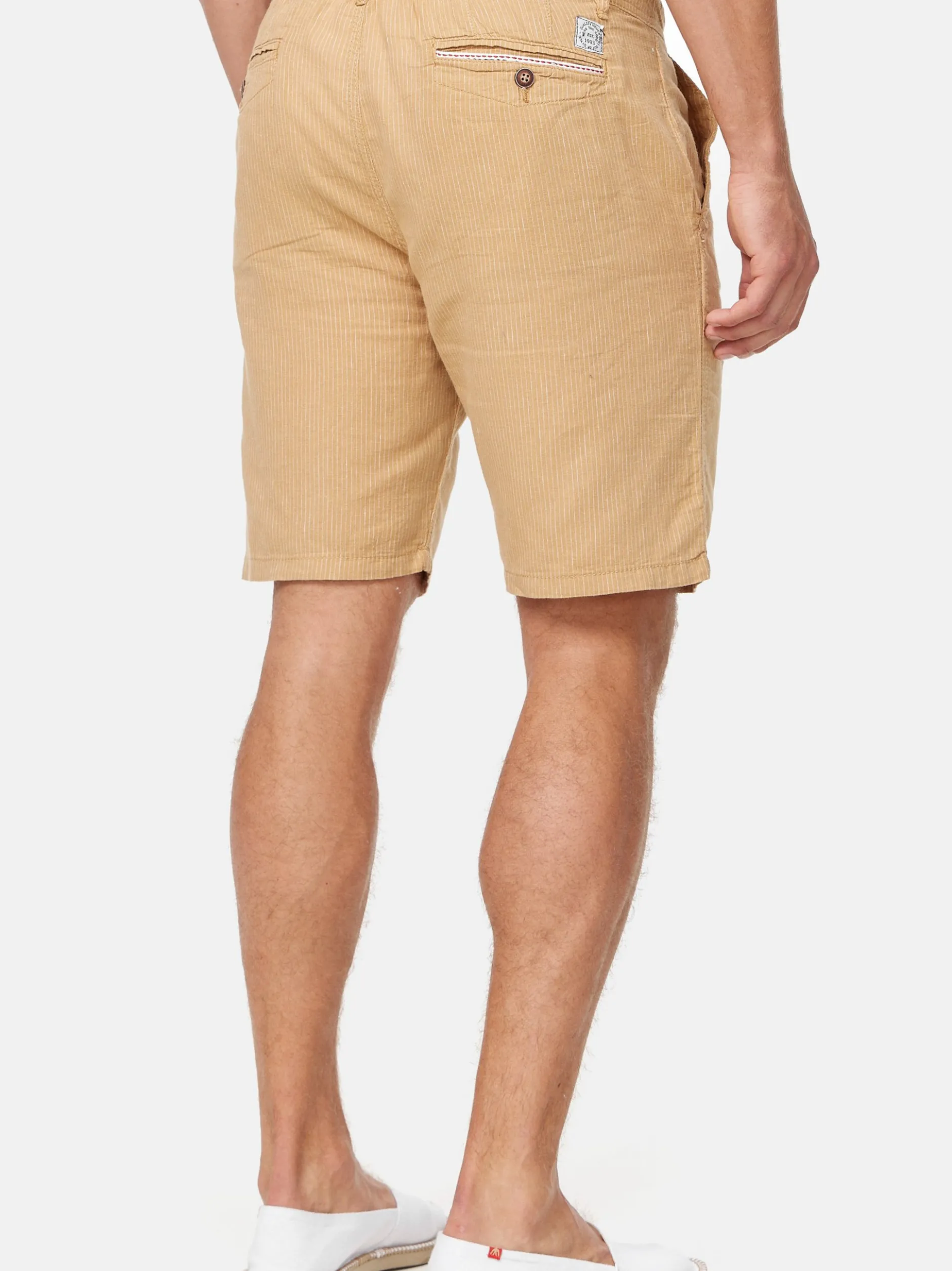 Indicode Herren Shorts Leinen - Corvallis in camel mehrfarbig