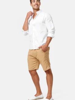 Indicode Herren Shorts Leinen - Corvallis in camel mehrfarbig