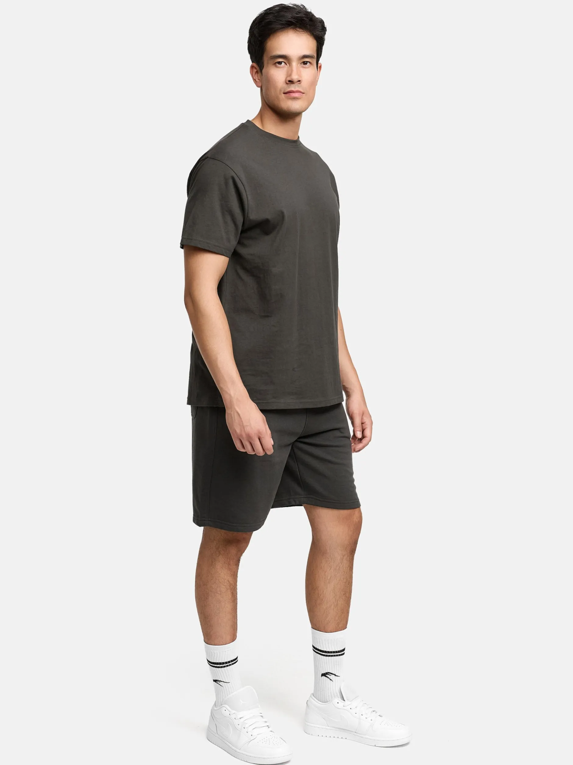 Indicode Herren Shorts & Shirt Set - Comfy in anthrazit