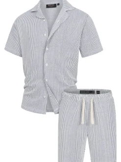 Indicode Herren Shorts & Shirt Set - INLino Set in blau