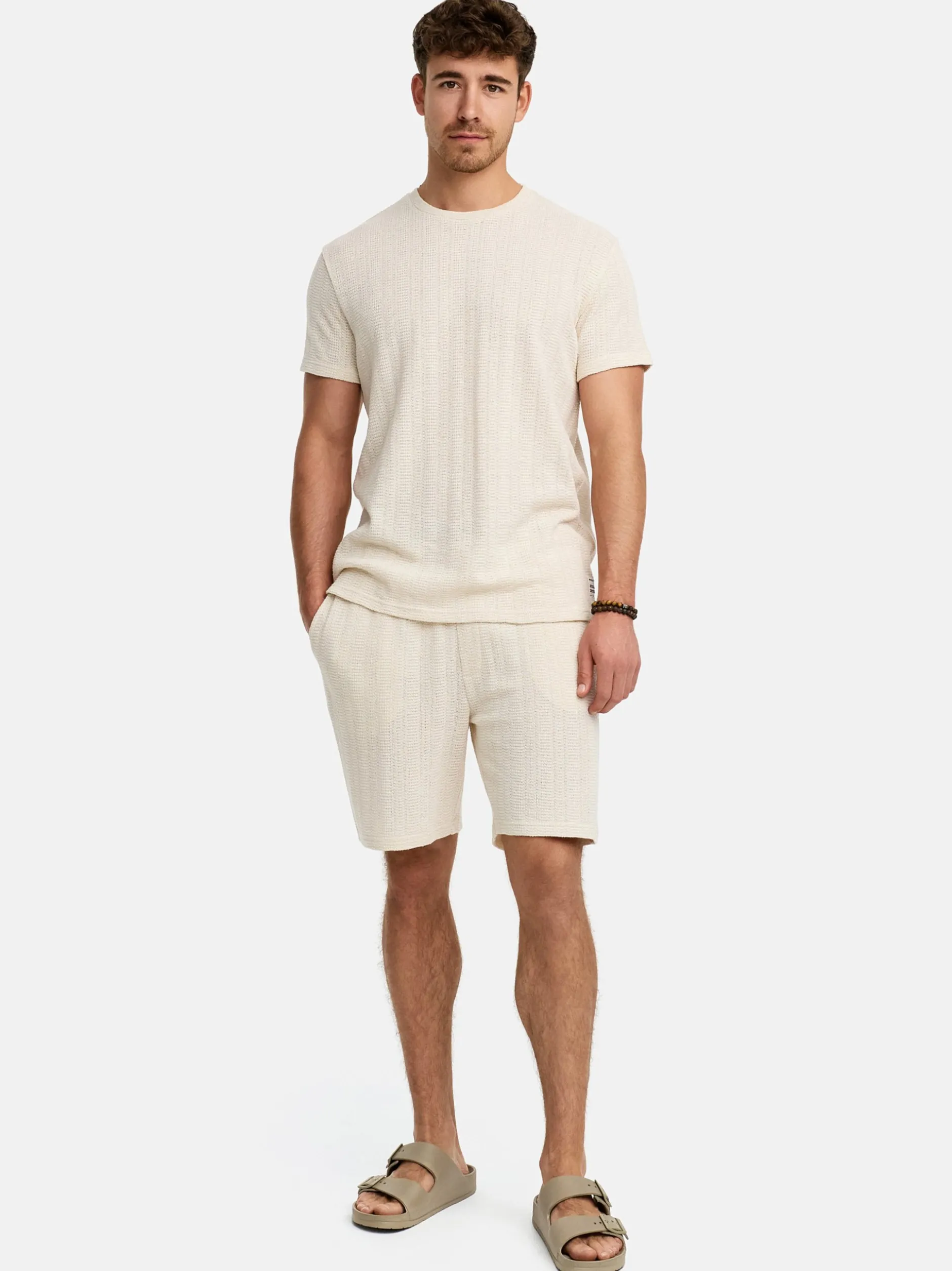 Indicode Herren Shorts & Shirt Set - INGelo in beige taupe