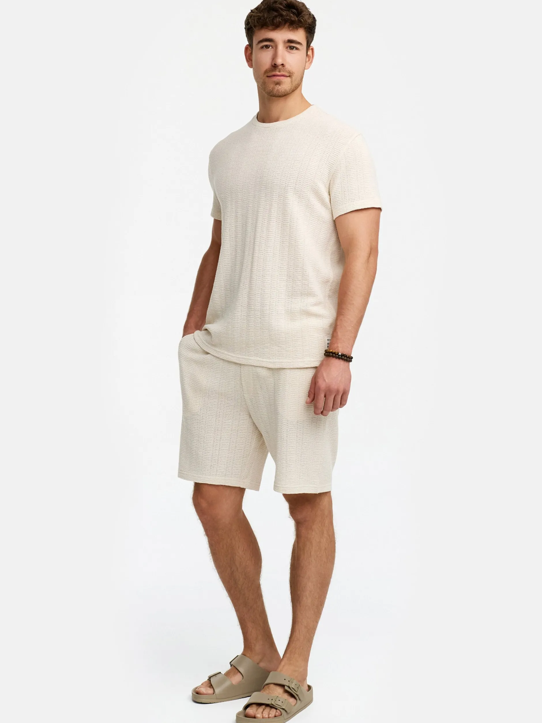 Indicode Herren Shorts & Shirt Set - INGelo in beige taupe