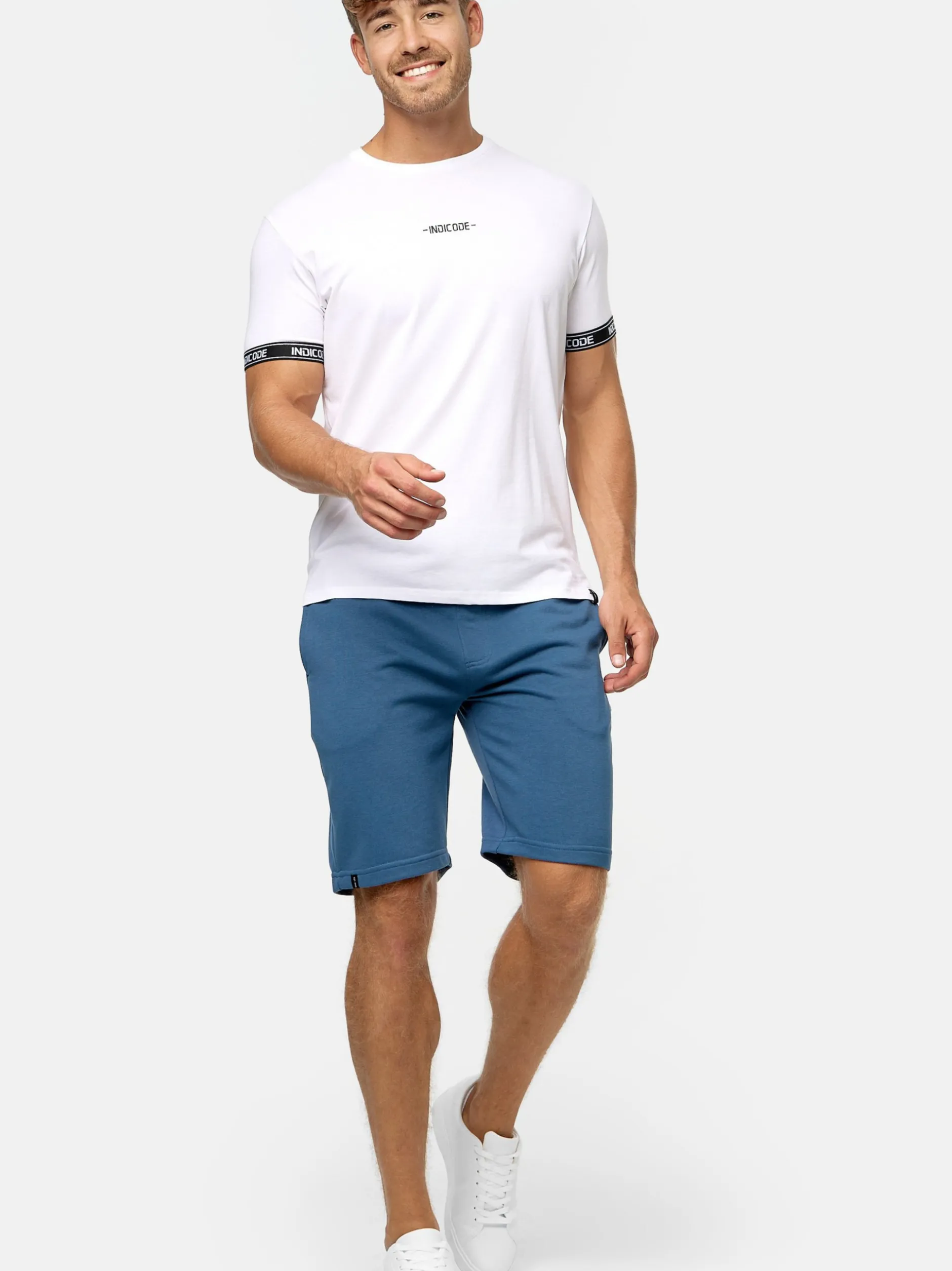 Indicode Herren Shorts Sweat - Aldrich in indigo blau