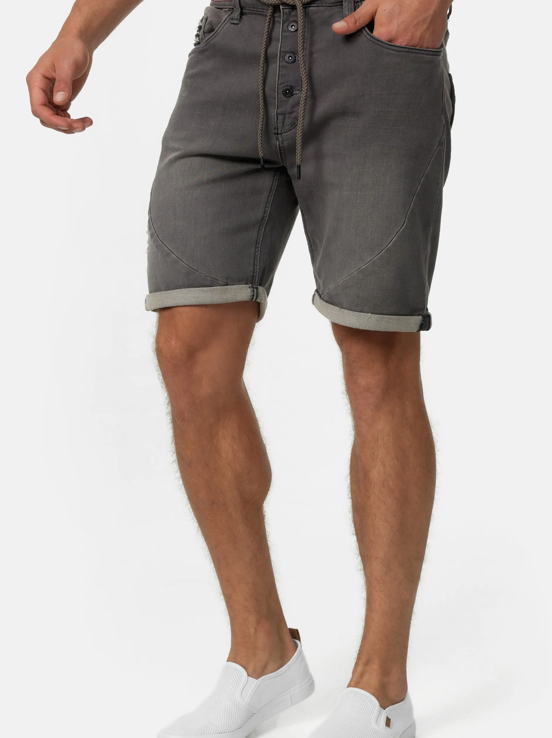 Indicode Herren Shorts Sweat - Piano in grau