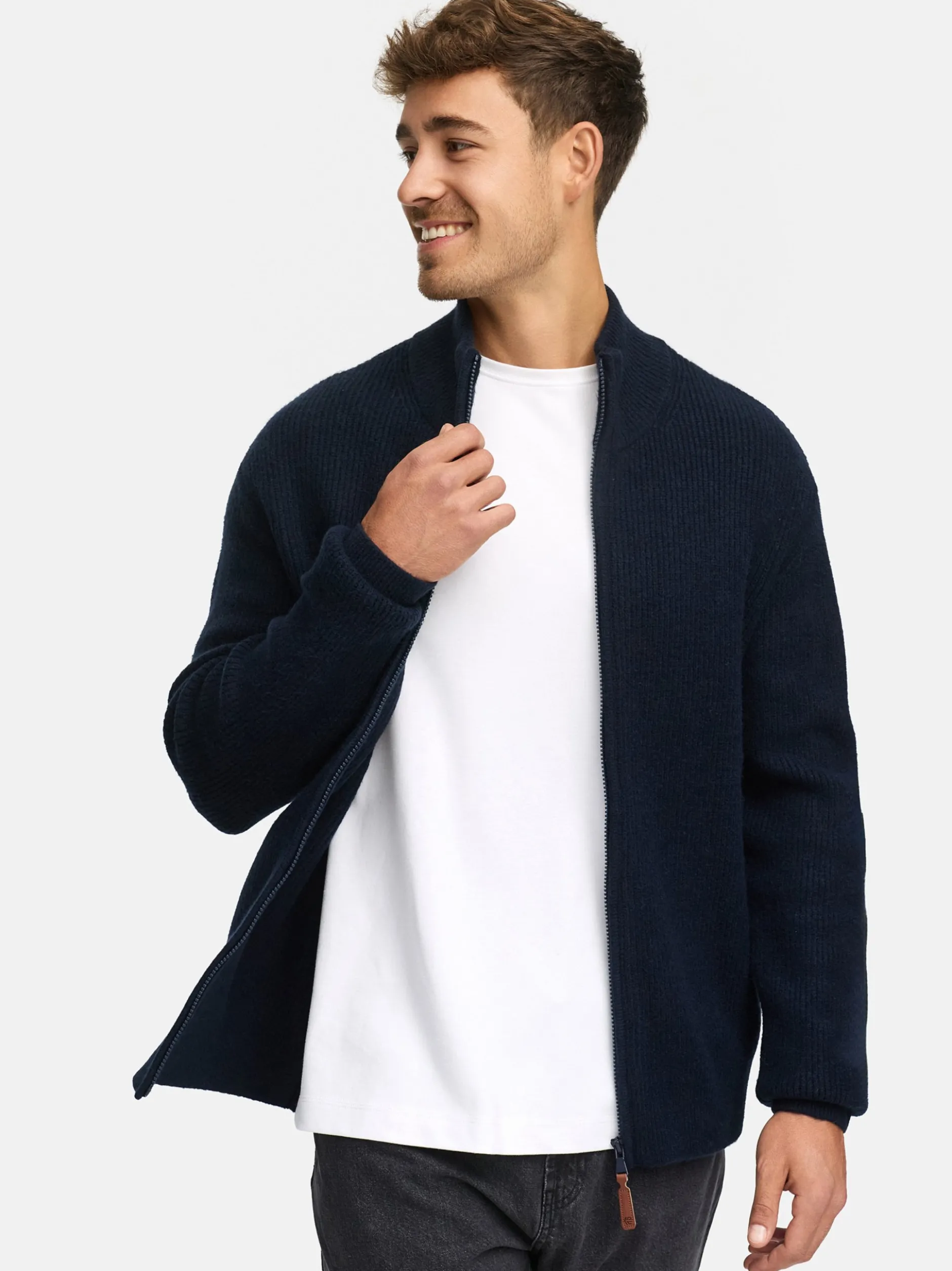 Indicode Herren Strickjacke - INPeace Cardigan in blau