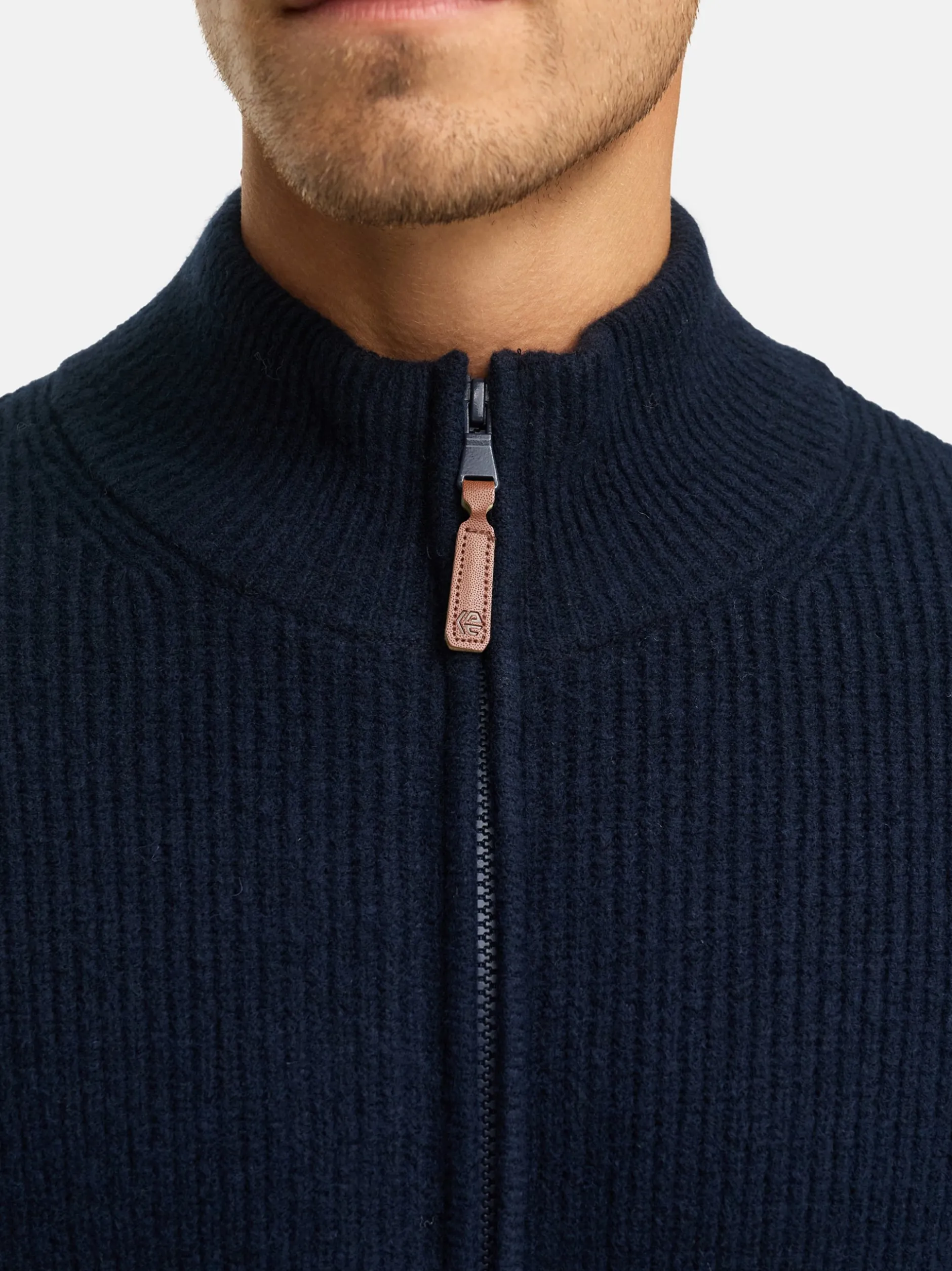 Indicode Herren Strickjacke - INPeace Cardigan in blau